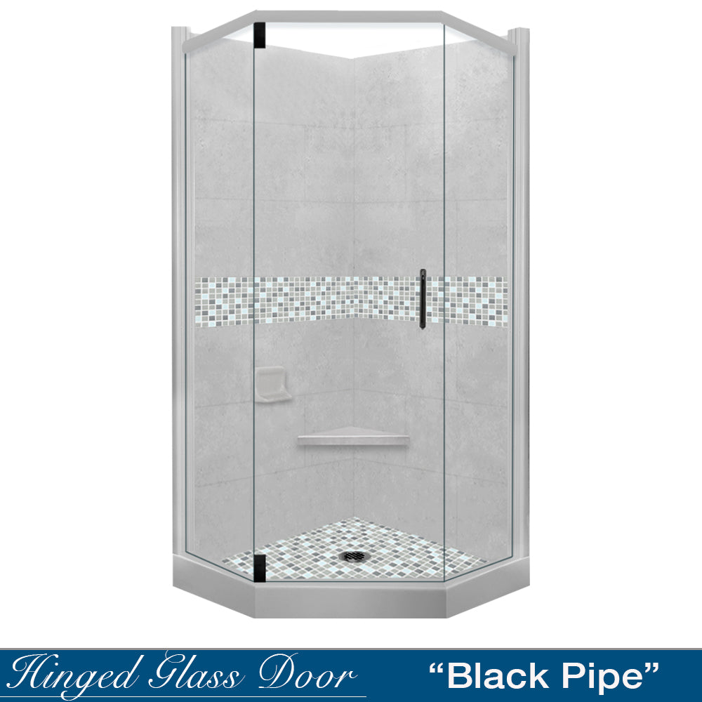 Neo Angle Portland Sistine Stone & Del Mar Mosaic DIY Shower Remodel Kit - Waterproof Tile Accent for Bathroom Renovation, Perfect for Modern Shower Walls and Floors