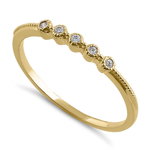 14K Yellow Gold Thin Stackable Cubic Zirconia Ring for Women - Elegant Minimalist Wedding Band, Anniversary Gift, Everyday Jewelry for Stacking & Layering