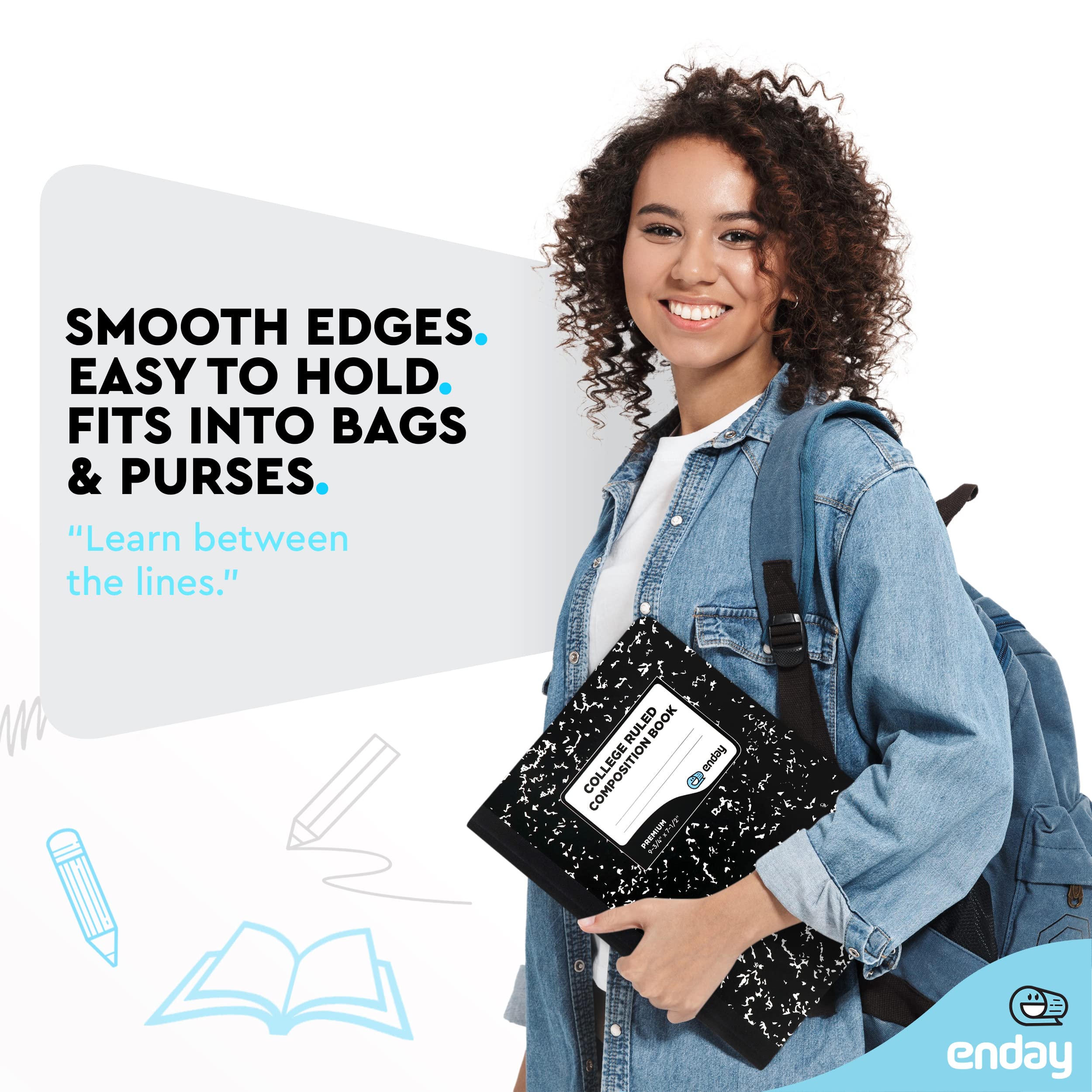 Enday 96-Pack Black Marble Composition Notebooks - College Ruled, 100 Sheets, Premium Hard Cover Lined Writing Journals for School, Office & College Students - Bulk Pack for Classroom Supplies & Back to School Essentials