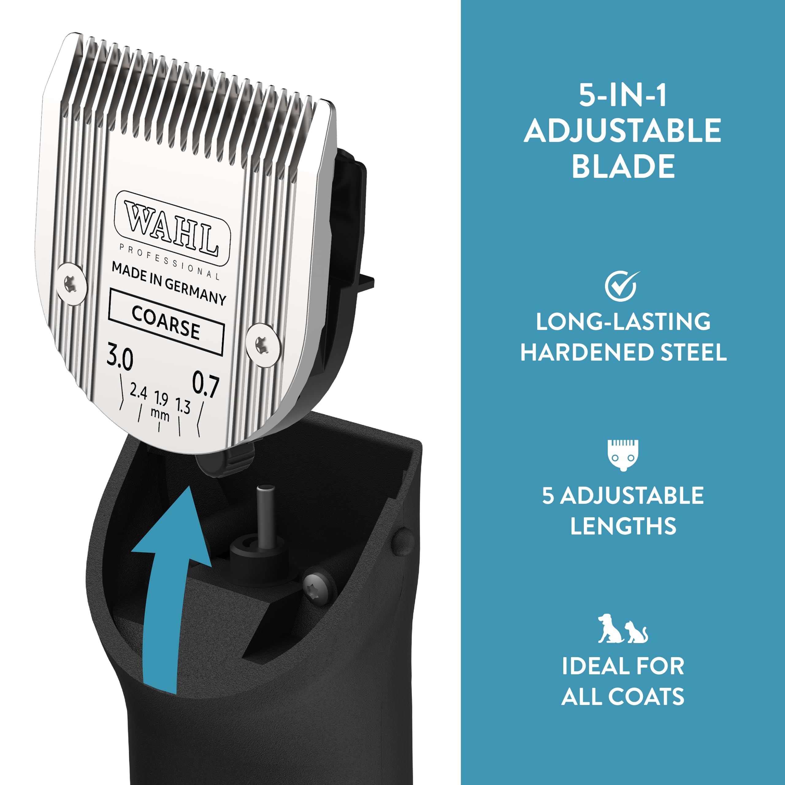 Wahl Professional Animal 5-in-1 Adjustable Blade Pet Clippers for Dogs, Horses & Grooming - Coarse (2179-401) - Perfect for Professional Groomers, Home Pet Care & Animal Shows