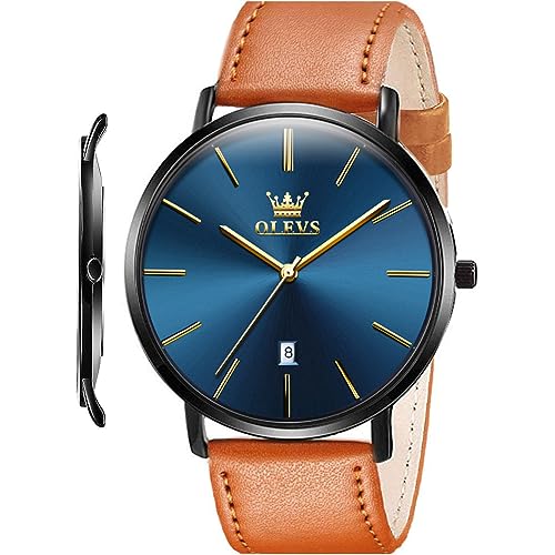 Retro Brown band & Black bezel & Blue dial
