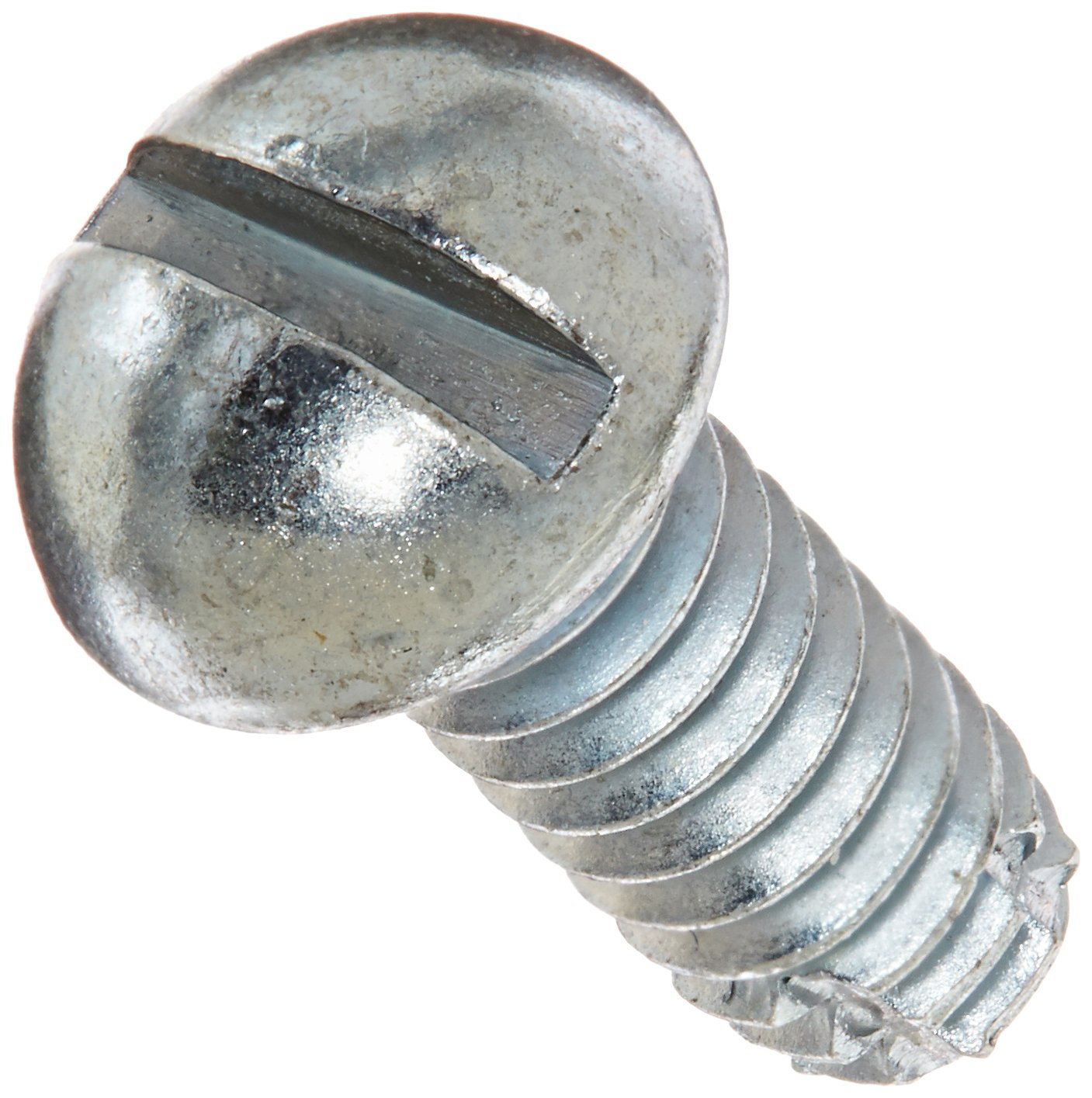 Small Parts 1008FSR Zinc Plated Steel Thread Cutting Screw, Round Head Slotted Drive, Type F, #10-24, 1/2