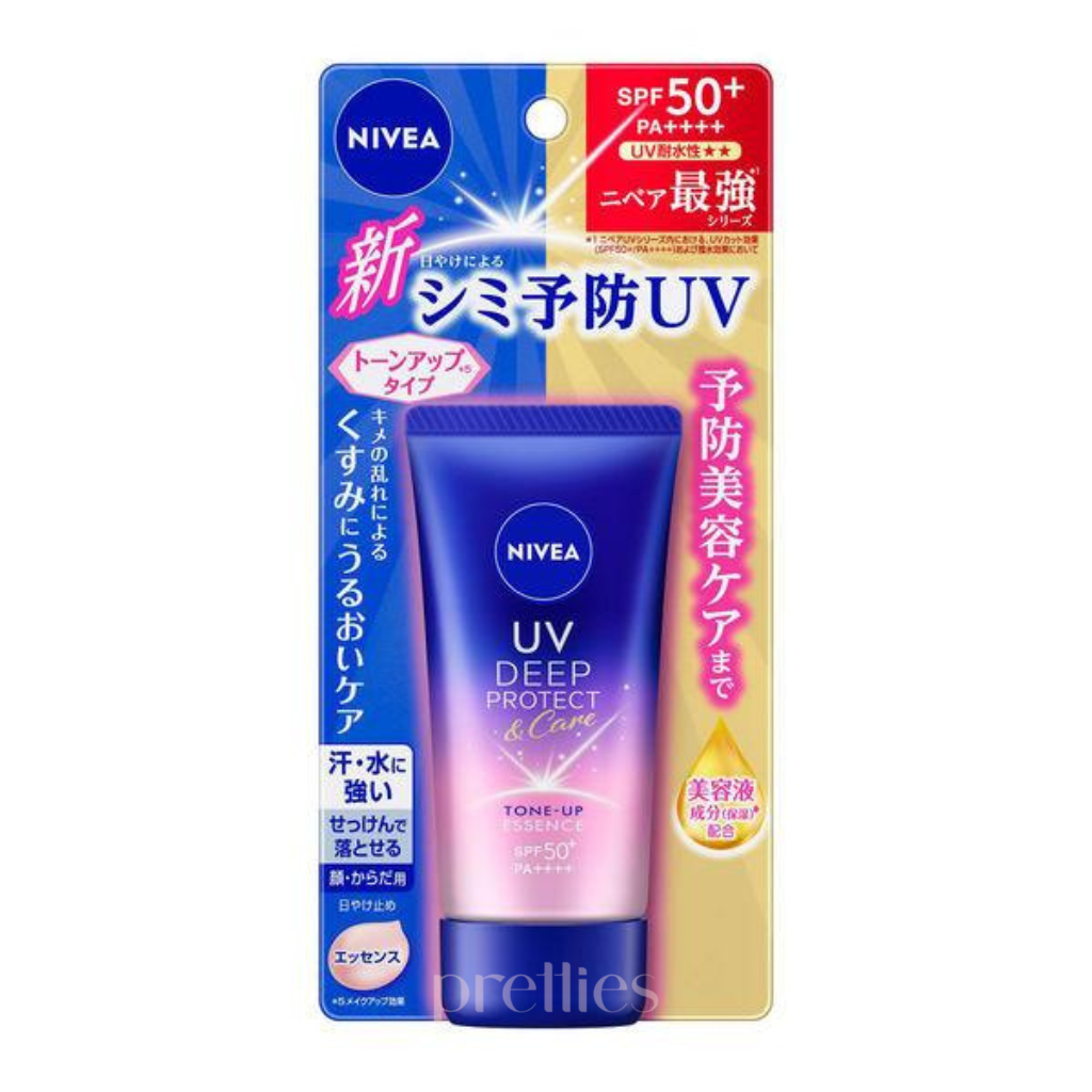 NIVEA UV Deep Protect & Care Sunscreen Essence SPF50+ PA++++ 50g - Tone Up Brightening Face Sunscreen for Daily Protection | Perfect for Outdoor Activities & Beach Days