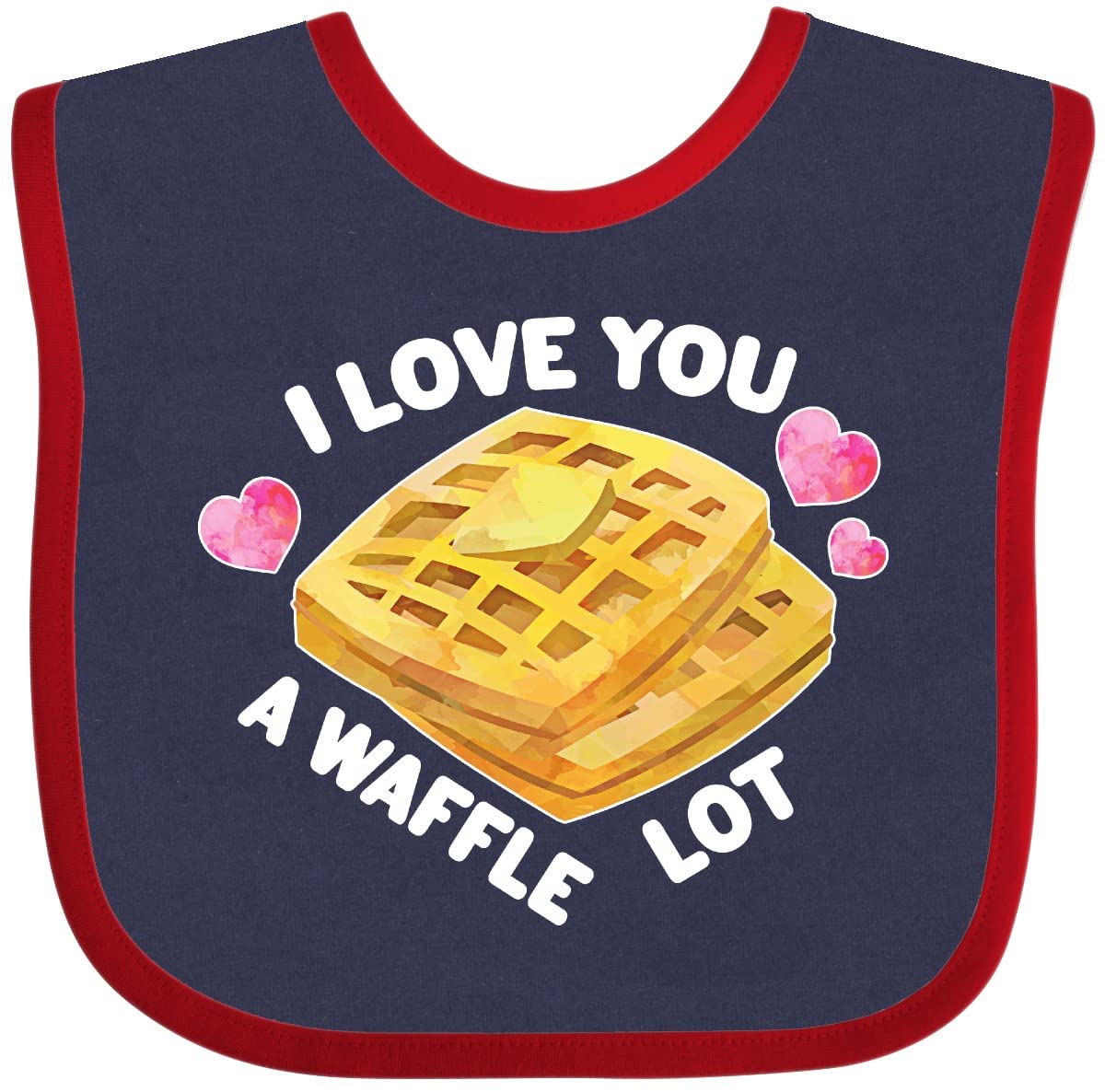 Inktastic Valentine's Day 'I Love You a Waffle Lot' Heart Print Baby Bib - Cute Feeding Bib for Infants & Toddlers, Perfect Gift for Valentine's Day, Baby Showers & New Parents
