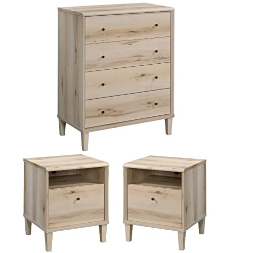 Home Square 3-Piece Bedroom Set with Dresser & 2 Nightstands in Pacific Maple - Complete Bedroom Furniture for Master & Guest Rooms