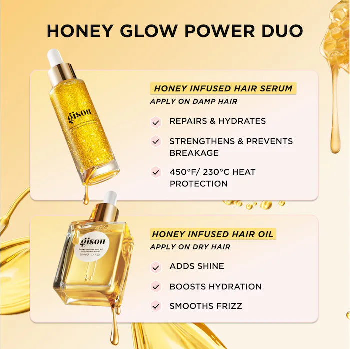 Gisou Honey Infused Hair Repair Serum - Deep Conditioning Treatment for Damaged Hair - Use for Daily Hydration, Split End Repair & Frizz Control