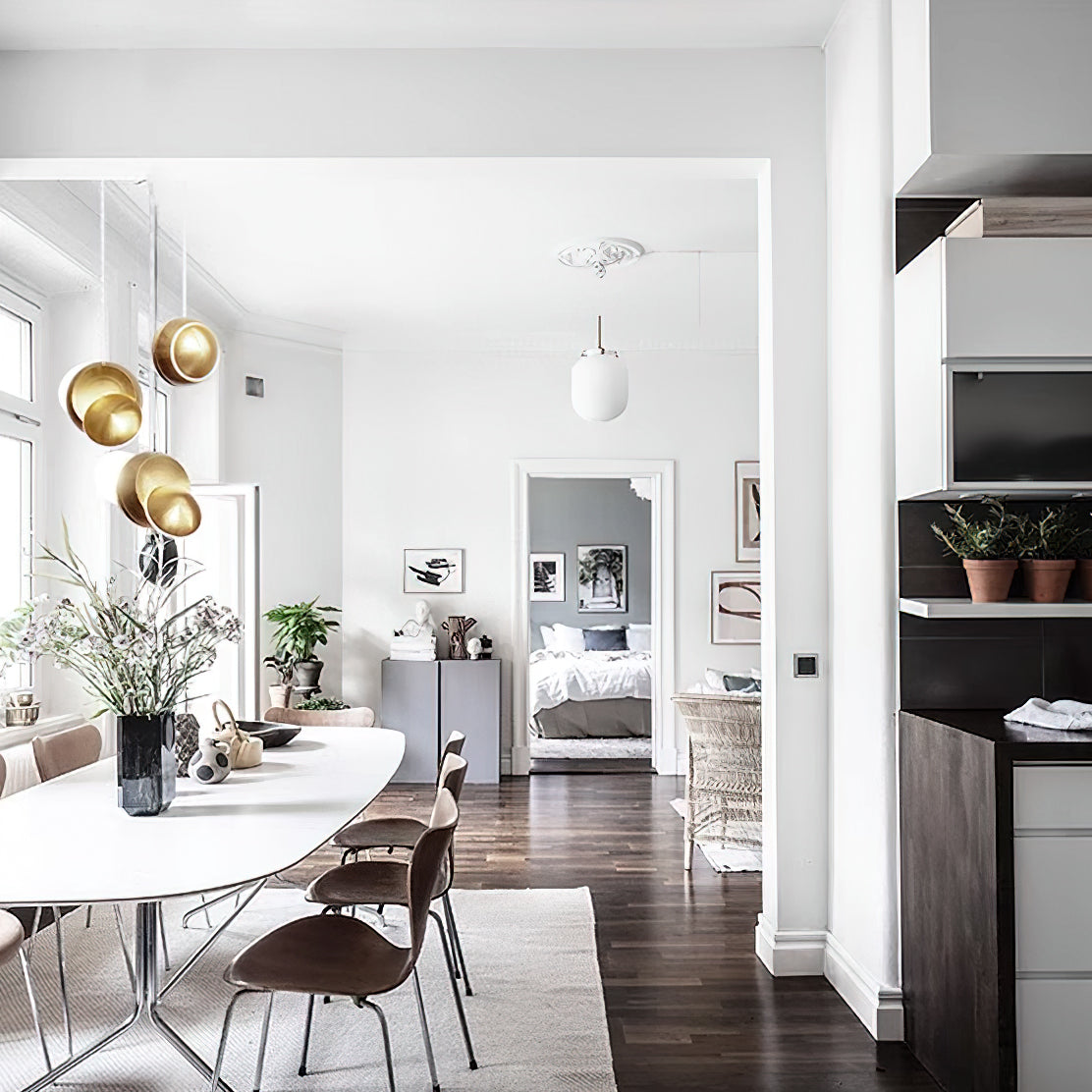 Modern Circular Cluster Pendant Light - 6-Light Chandelier for Dining Room, Kitchen Island & Living Room - Adjustable Hanging Fixture with Clear Glass Shades - Industrial Farmhouse Lighting Decor
