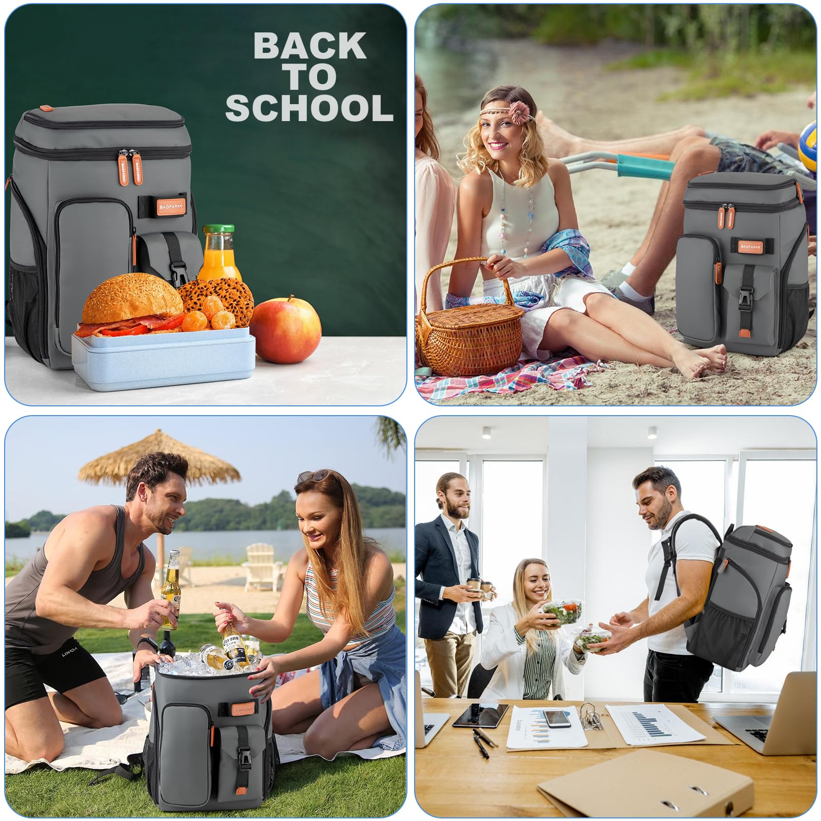 **Insulated Cooler Backpack - 33 Can Capacity, Leakproof Double Deck Design with Sternum Strap - Lightweight Large Capacity for Travel, Camping, Beach & Picnic Outings**