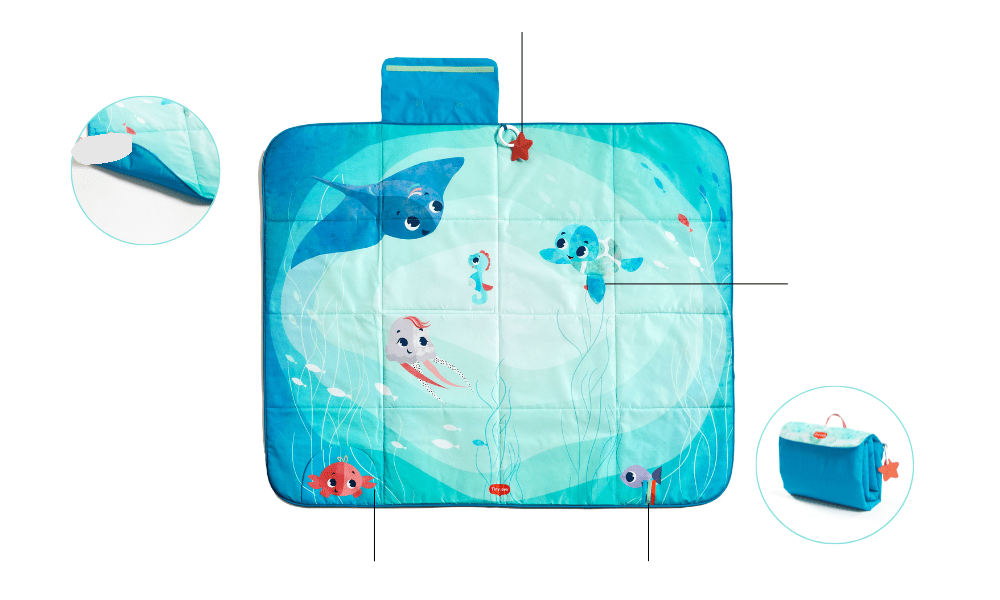 Tiny Love Treasure the Ocean Waterproof Outdoor Picnic Blanket - Perfect for Beach, Park, Camping & Family Gatherings