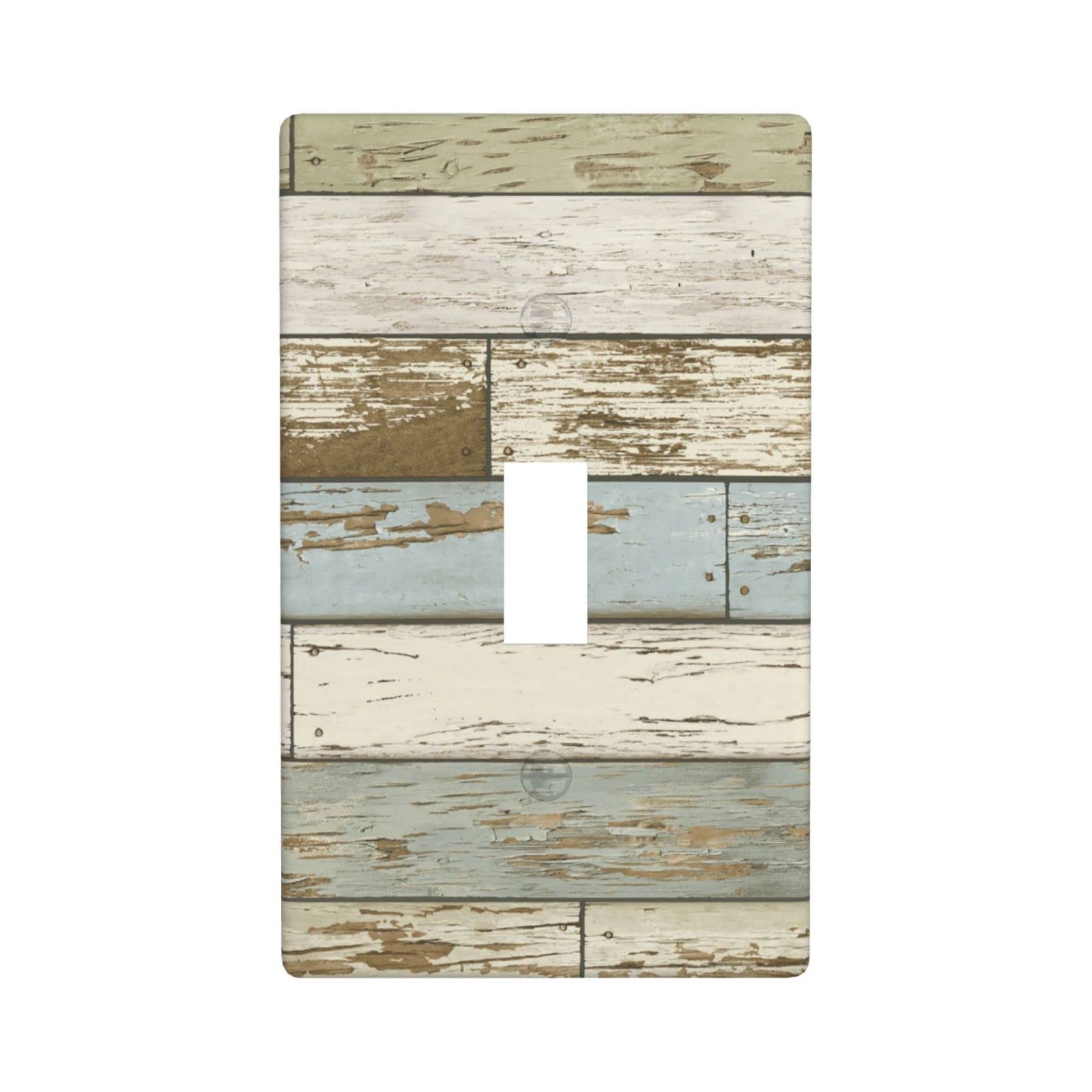 Rustic Beige Wood Grain Light Switch Cover Plate - Single Toggle 1 Gang Farmhouse Style Decorative Wall Plate - Standard Size 4.5