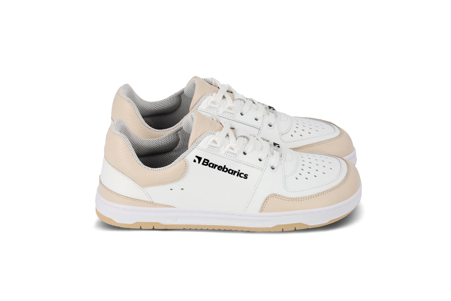 Barefoot Sneakers Barebarics Wave - White & Beige | Minimalist Zero Drop Shoes for Running, Walking & Gym | Lightweight & Flexible Barefoot Design