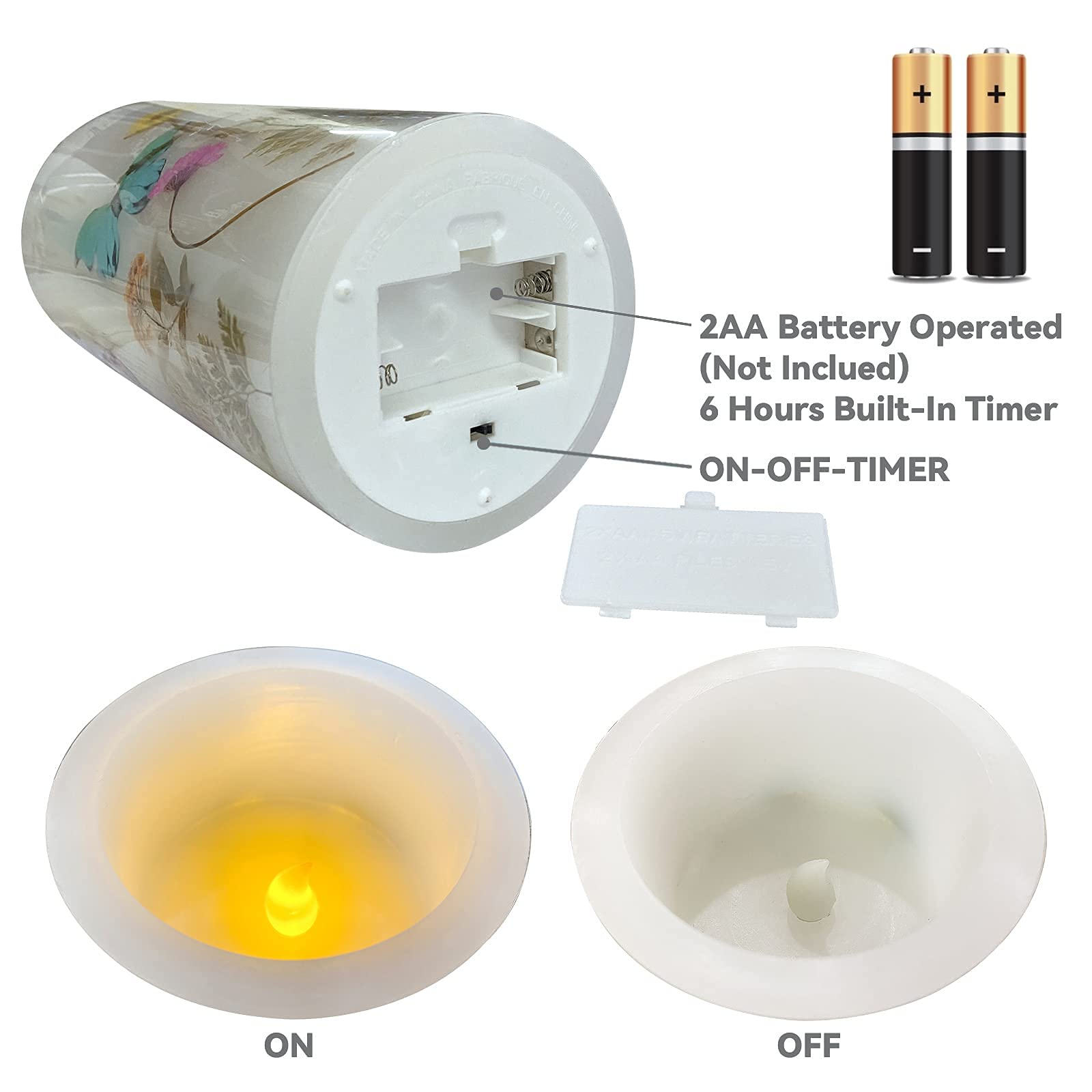 Flameless LED Pillar Candle - Real Wax, 4