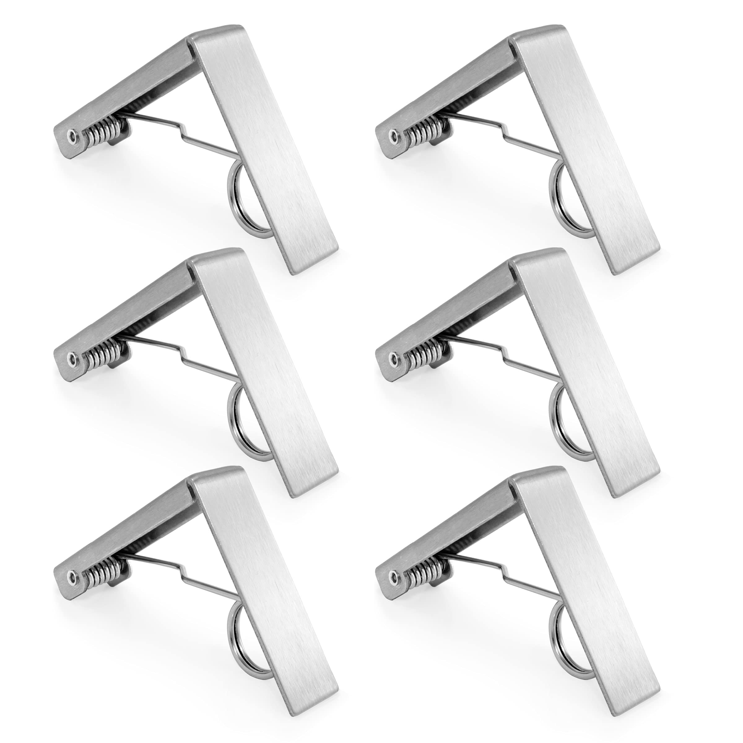 6 Pack Stainless Steel Picnic Tablecloth Clips - Heavy Duty Outdoor Table Clamps for 2.3