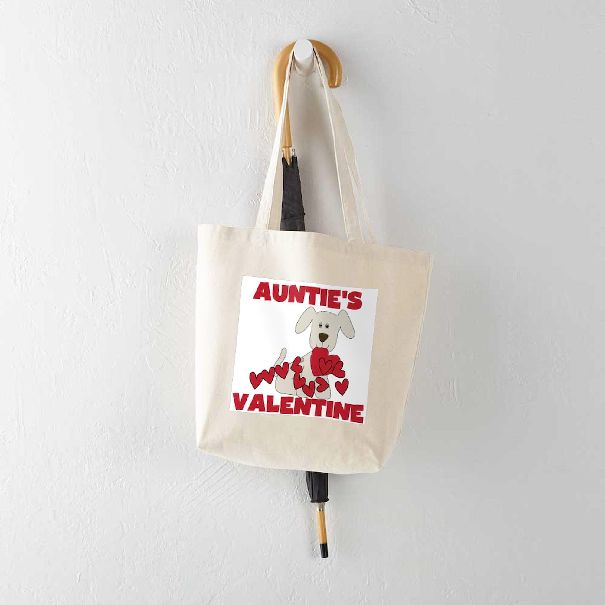 Dog Auntie's Valentine Tote Bag - Natural Canvas Reusable Shopping Bag for Women | Perfect for Groceries, Beach Trips & Valentine's Day Gifts