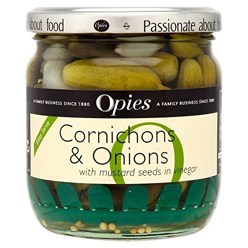 Opies Cornichons & Onions with Mustard Seeds (400g) - Pack of 6 | Premium Pickled Gherkins & Onions | Perfect for Charcuterie Boards, Sandwiches & Cocktail Garnishes