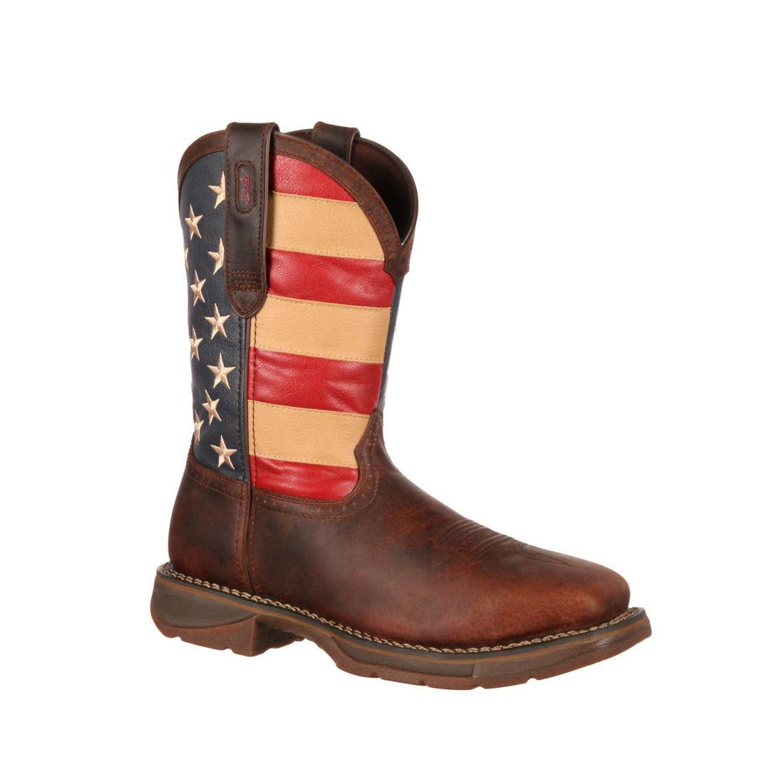 Rebel Steel Toe Work Boots - American Flag Western Cowboy Boots for Men - Durable Safety Toe for Construction, Ranch & Outdoor Work