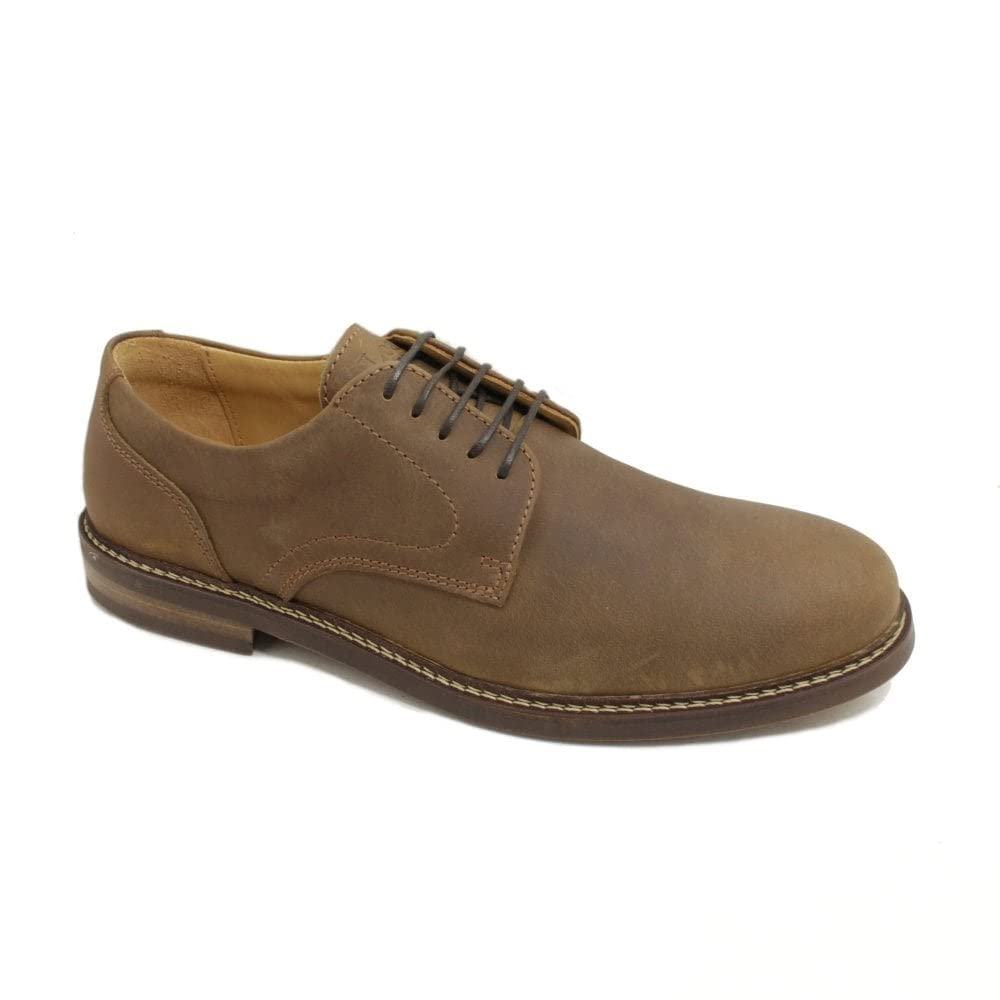 Loake Franklin Brown Oiled Nubuck Leather Men's Lace-Up Derby Shoes - Classic Formal & Business Casual Footwear for Office, Weddings & Special Occasions