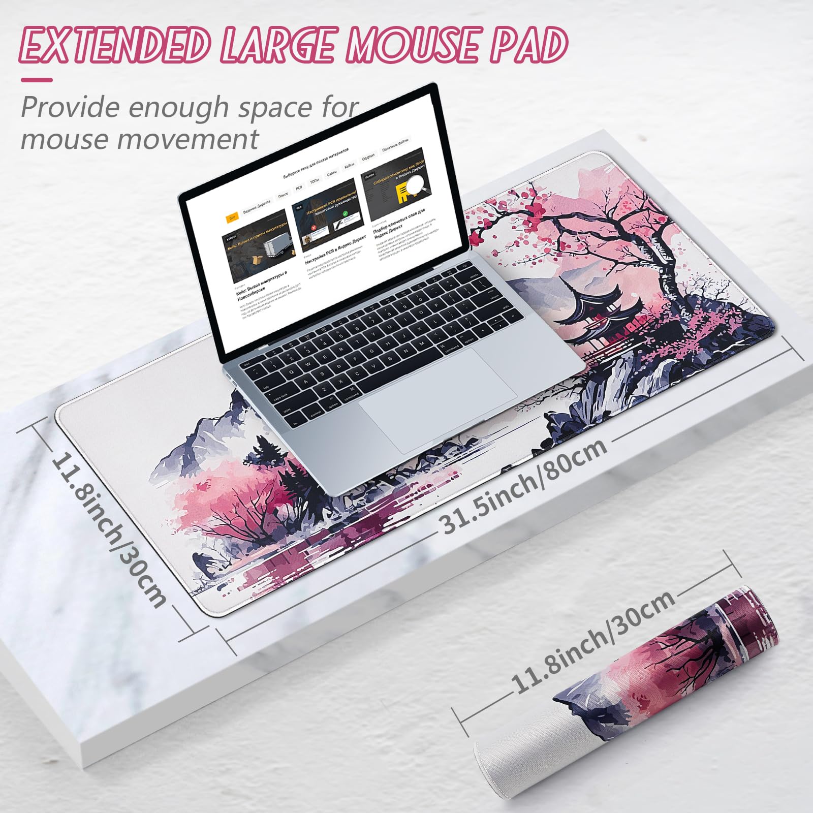 ETZ Large Gaming Mouse Pad - 31.5 x 11.8 Inch Extended Desk Mat with Anti-Slip Rubber Base | Washable Keyboard & Laptop Pad for Office, Home & Gaming | Perfect for Workstations, PC Setups & Esports