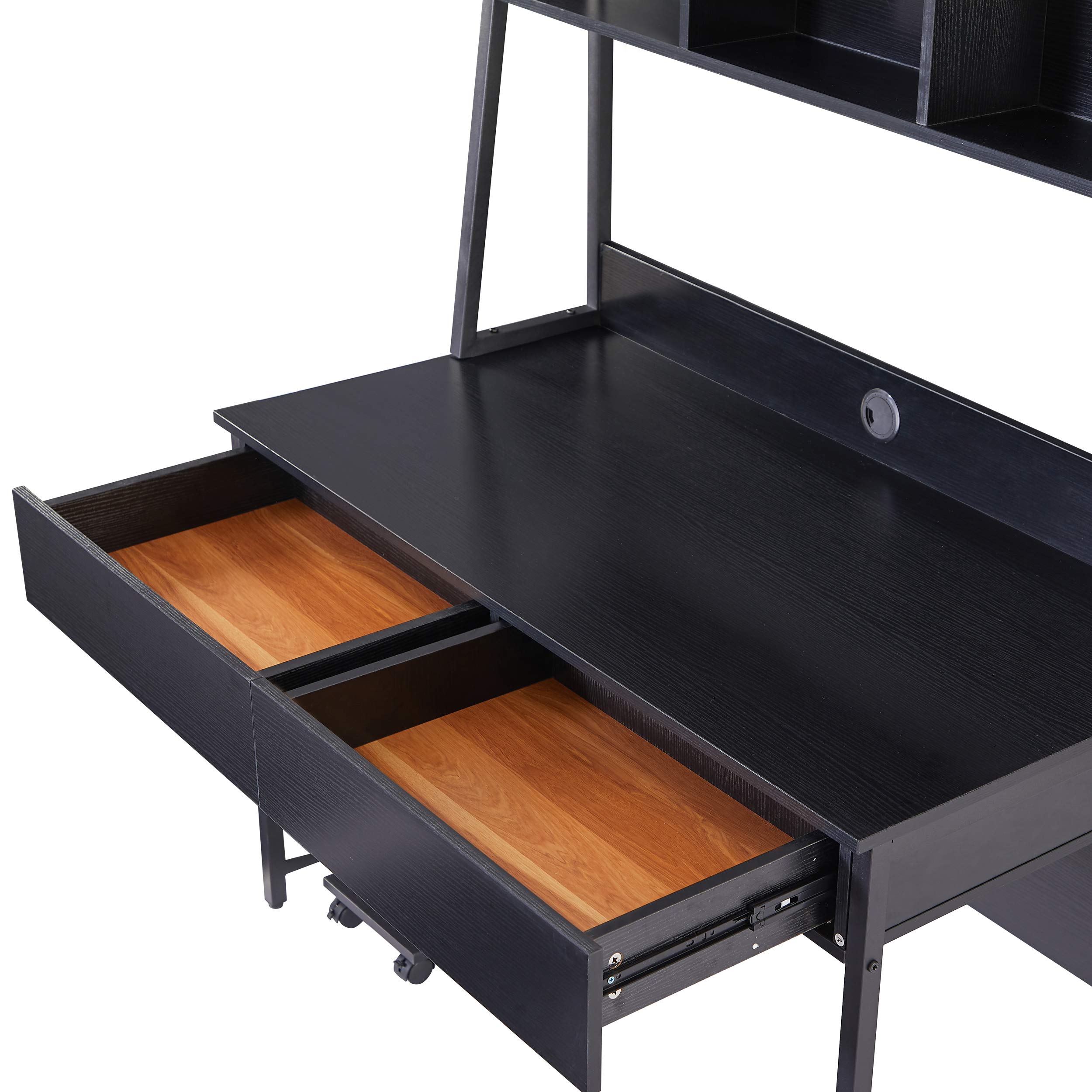 Black Home Office Computer Desk with Hutch & Bookshelf - 47.24