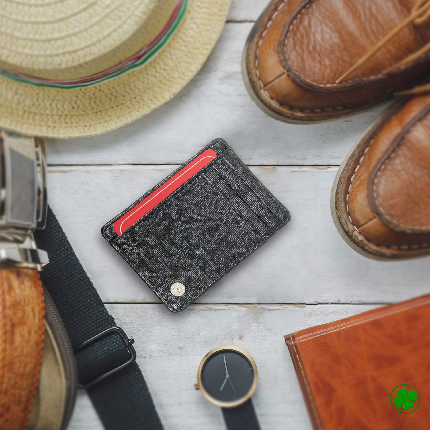 Genuine Leather Slim RFID Blocking Wallet for Men - Minimalist Golf Wallet - Essential Golf Accessories for Everyday Use & Travel