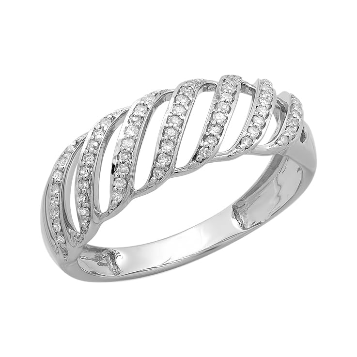 Dazzlingrock 0.30 Carat Round Diamond Women's Cocktail Ring in Sterling Silver - Perfect for Evening Parties, Anniversary Gifts & Special Occasions