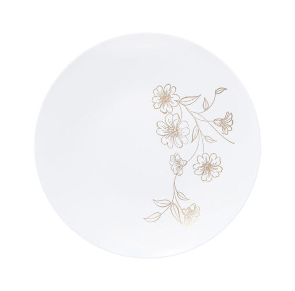 32-Pack White and Gold Round Plastic Dinnerware Set for 16 Guests - Elegant Disposable Plates, Forks, Knives & Spoons - Perfect for Weddings, Parties, and Outdoor Events