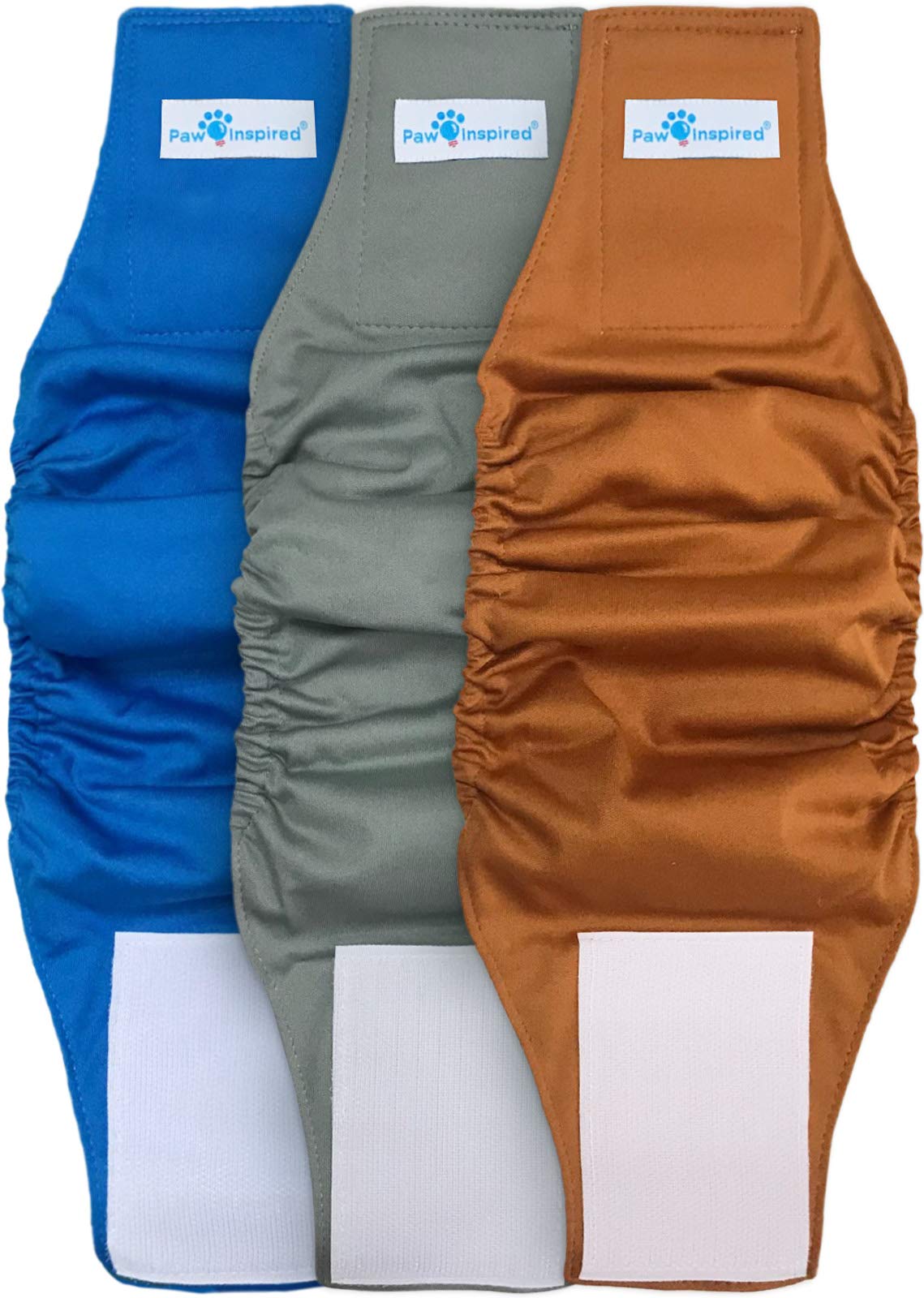 Paw Inspired Washable Dog Diapers for Male Dogs - Ultra Protection Reusable Pet Wraps (3 Pack, X-Small) - Perfect for House Training, Travel & Senior Dogs