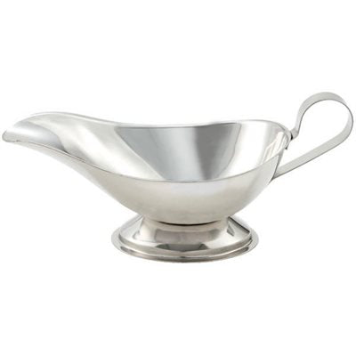 Winco 10 Oz Stainless Steel Gravy Boat - Elegant Serving Bowl for Thanksgiving, Christmas Dinner & Holiday Entertaining