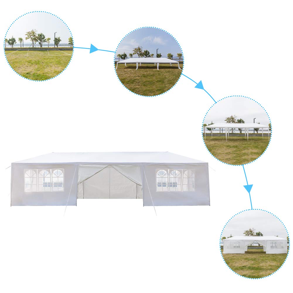 10'x30' Waterproof Outdoor Canopy Tent - Heavy-Duty Party Wedding Gazebo with Removable Sidewalls & Upgraded Steel Frame - Perfect for Backyard Events, Camping, Picnics and Outdoor Gatherings