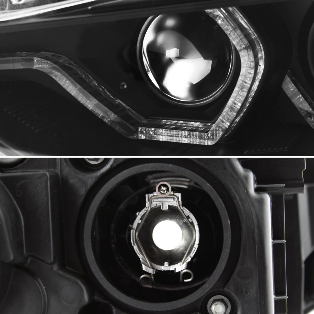 AKKON LED Projector Headlights for BMW F30 3-Series Sedan (2012-2018) - Black Bezel Dual U-Halo Ring Replacement Headlights - Upgrade Your Night Driving Experience