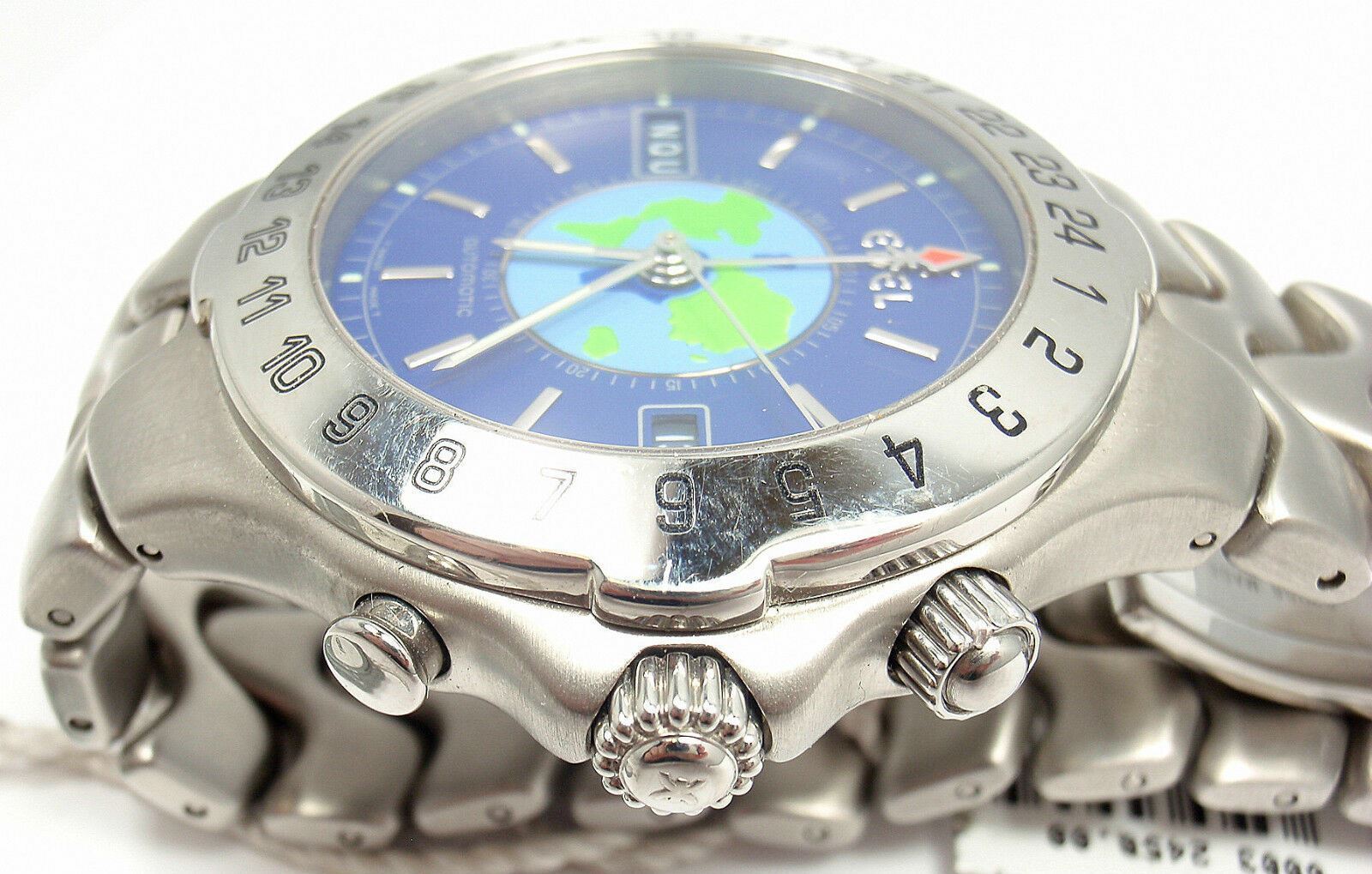 Authentic Ebel Stainless Steel Blue Dial Sportwave World Time Watch for Men - Luxury Waterproof Chronograph Wristwatch - Perfect for Business, Travel & Outdoor Adventures