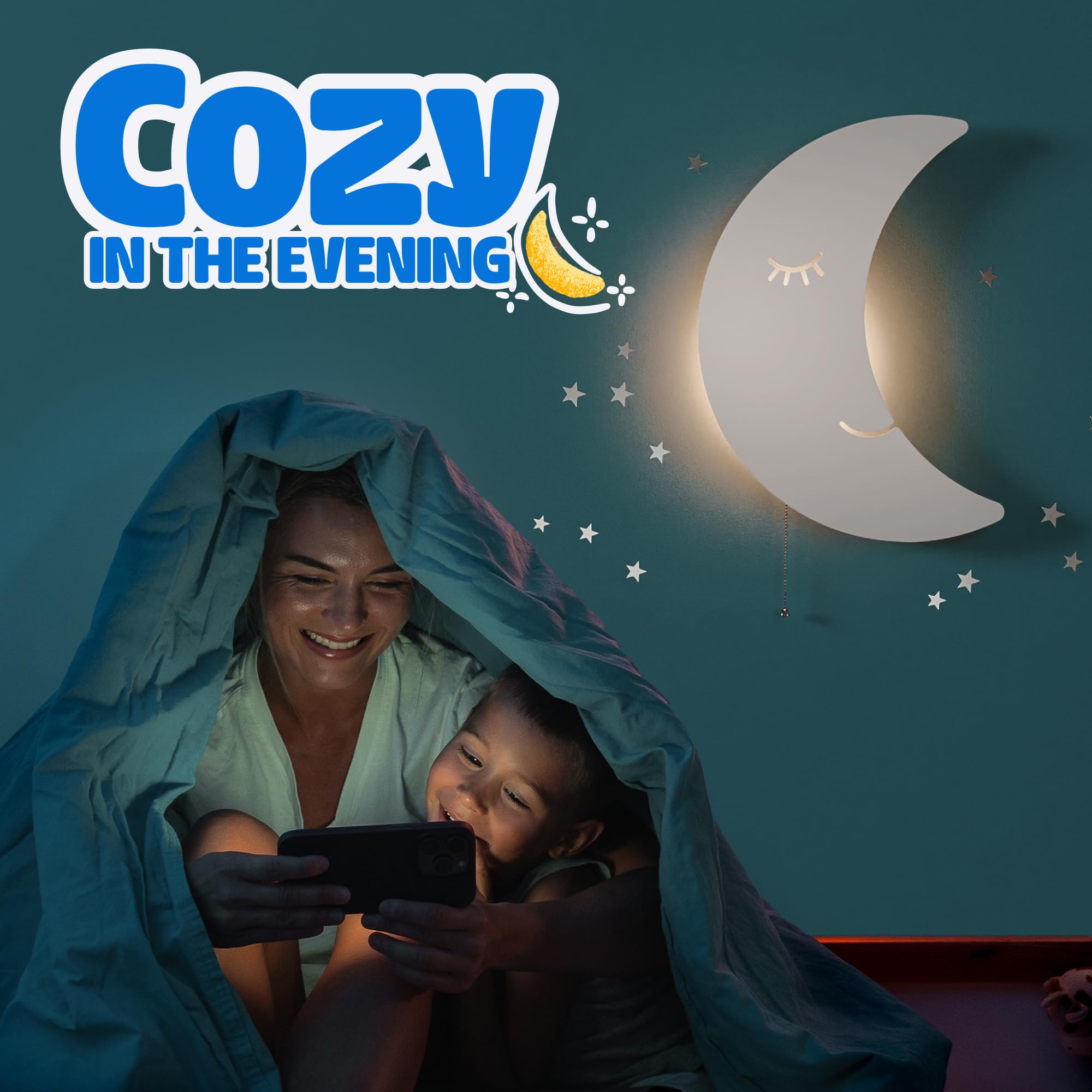 **Moon Lamp for Baby Nursery - Floating Moon Wall Light, Battery-Operated Cordless Night Light for Kids Bedroom & Nursery Decor - Perfect for Soothing Nighttime Ambiance & Bedtime Stories**