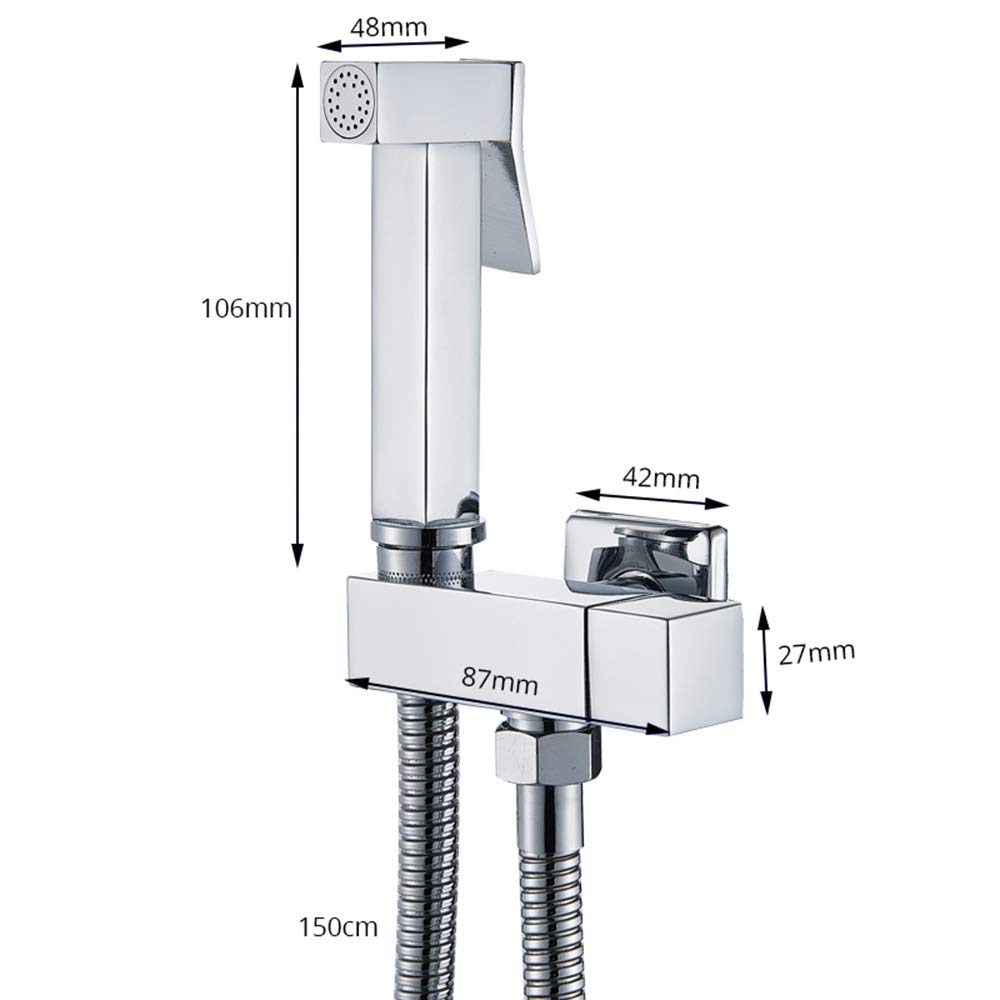 Wall Mounted Brass Bidet Sprayer Kit with Cold Water - Single Handle Pressure Sprayer for Personal Hygiene - Perfect for Bathroom, Toilet & Handheld Cleaning