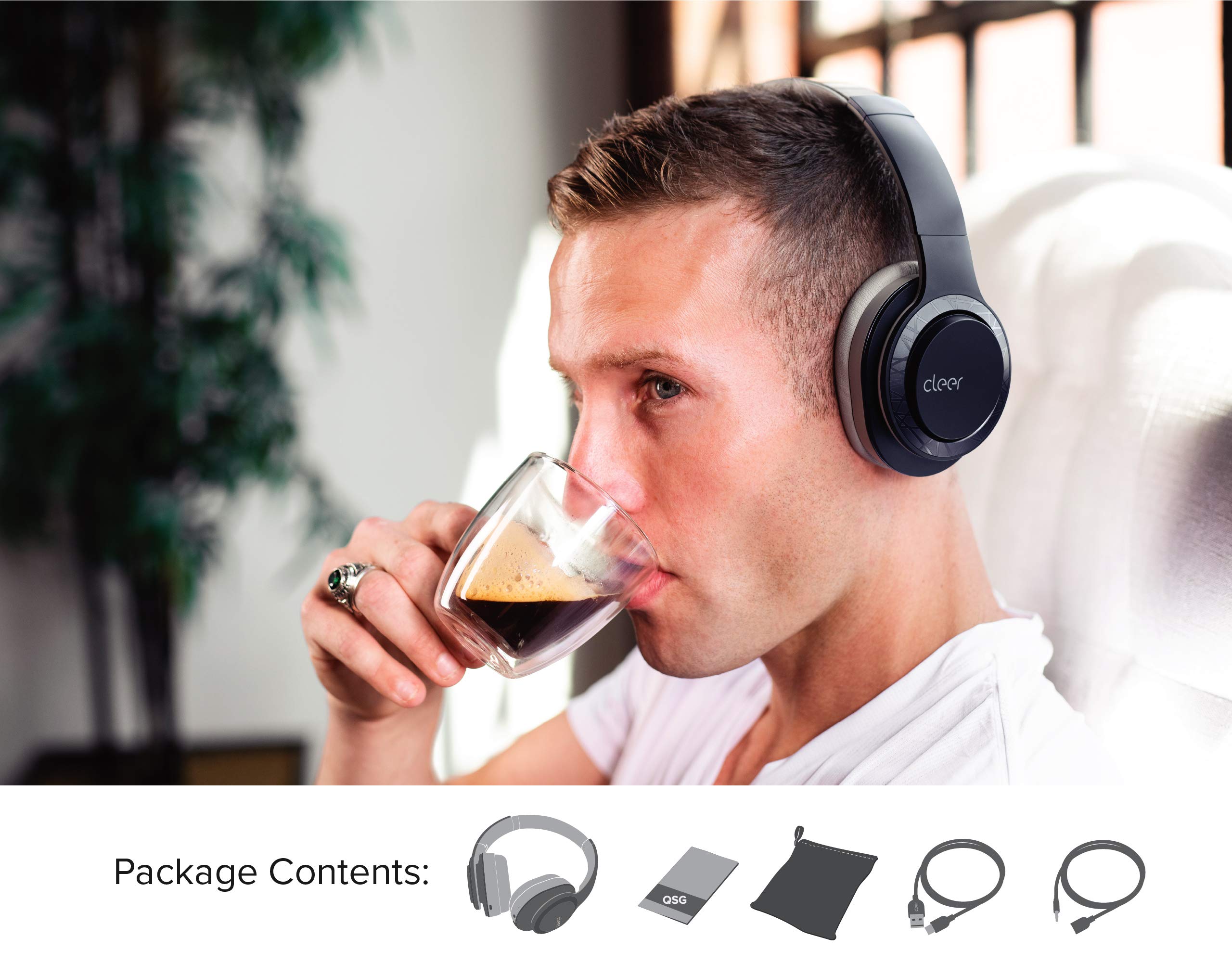 Cleer Enduro 100 Wireless Bluetooth Headphones with 40mm Ironless Driver - 100Hr Playtime, Deep Bass, Clear Calls, Dual-Mic Noise Cancelling - Comfort Fit Over-Ear Headphones with Bluetooth 5.0 & Hi-Res Audio - Foldable Design for Travel, Gym, Work & Home Use - Navy Blue