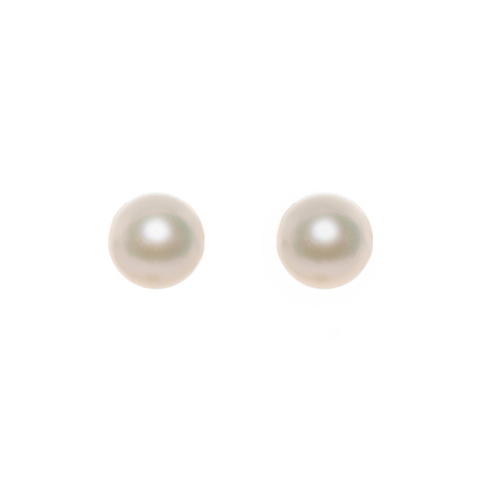 18K Gold 9-10mm Flat Pearl Stud Earrings for Women - Classic Round Pearl Jewelry for Daily Wear, Wedding & Special Occasions