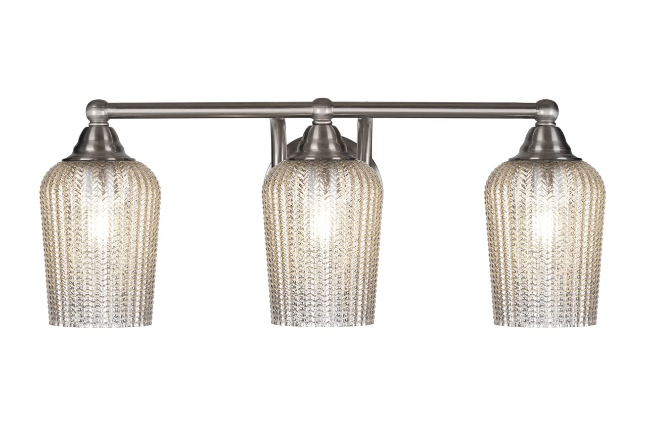Brushed Nickel 3-Light Bathroom Vanity Light Fixture (3423-BN-4253) - Perfect for Modern Bathroom, Powder Room & Spa Lighting Decor