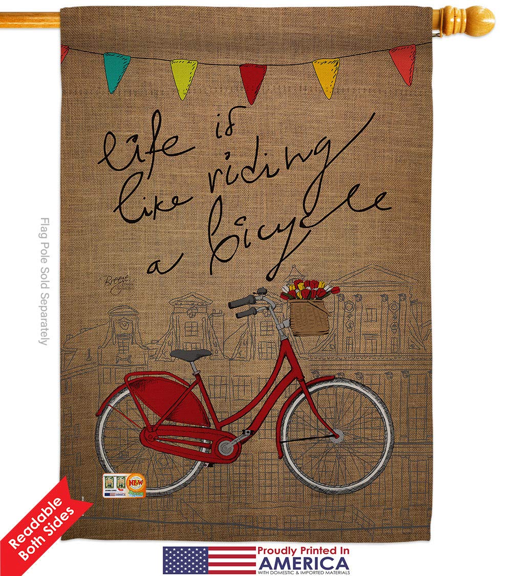 Double-Sided Bicycle Themed Garden House Flags Set - 28x40 Inch USA Made Outdoor Decor for Cycling Enthusiasts | Perfect for Yard, Patio & Sports Events Decoration
