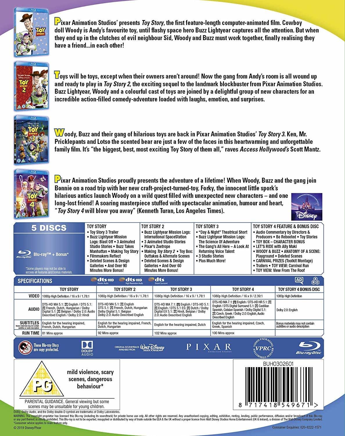 Toy Story 4-Movie Collection DVD Set - Woody, Buzz Lightyear & Friends - Family Friendly Animated Movies for Kids & Adults - Perfect for Movie Nights, Birthday Gifts & Disney Fans