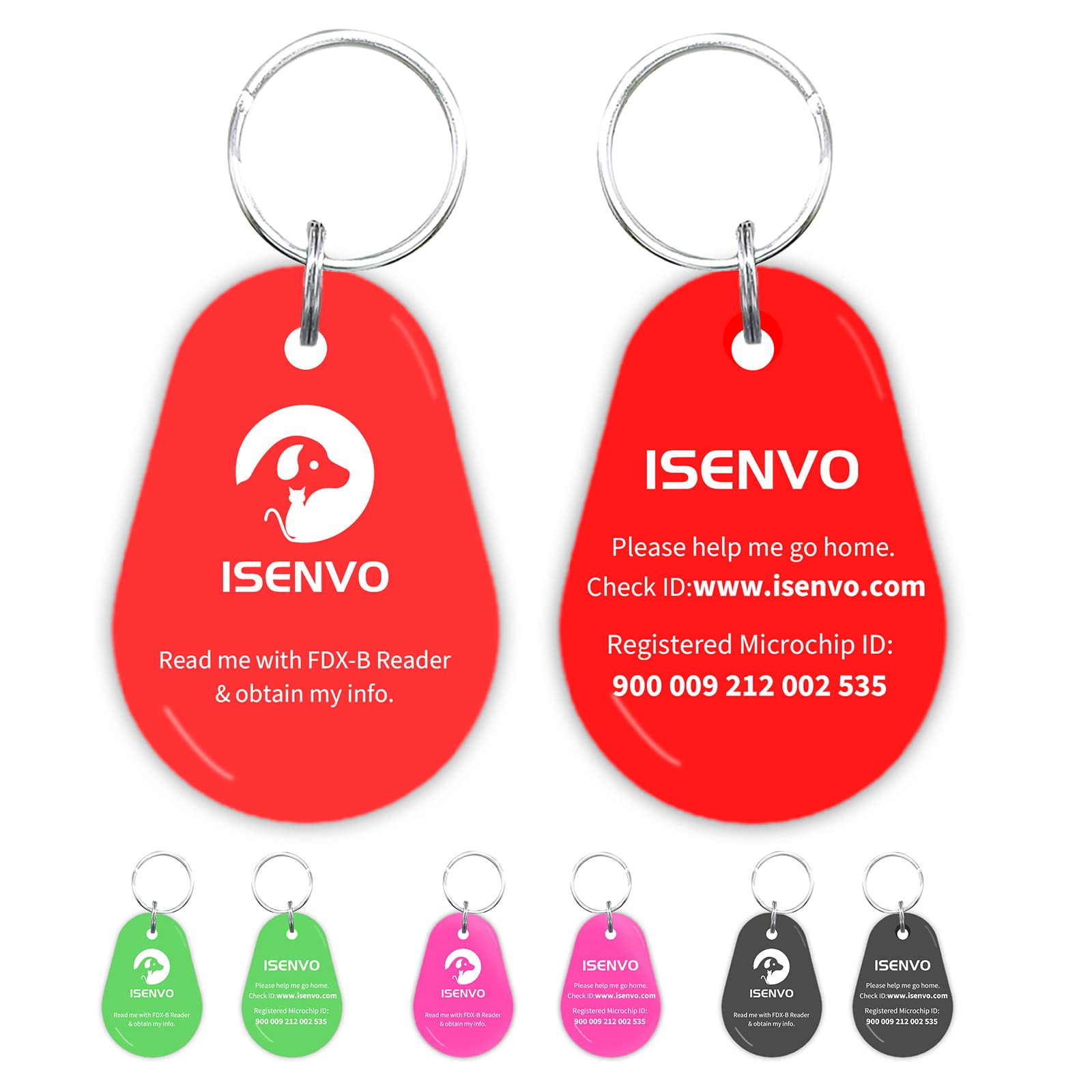 Smart Pet ID Tag with Microchip - Auto Door & Feeder Compatible for Instant Pet Recovery (Red) - Perfect for Cats & Dogs