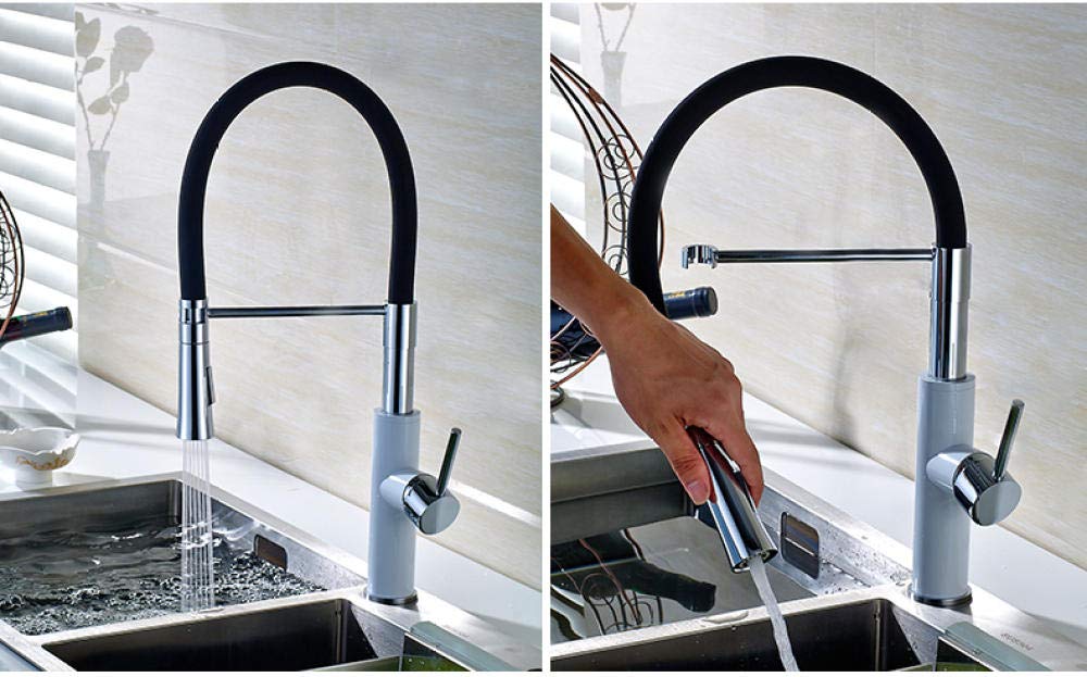 Stainless Steel Pull Out Kitchen Faucet with 360° Swivel Spout & 2-Function Sprayer - White & Chrome Finish - Perfect for Washing Dishes, Filling Pots & Cleaning Sinks