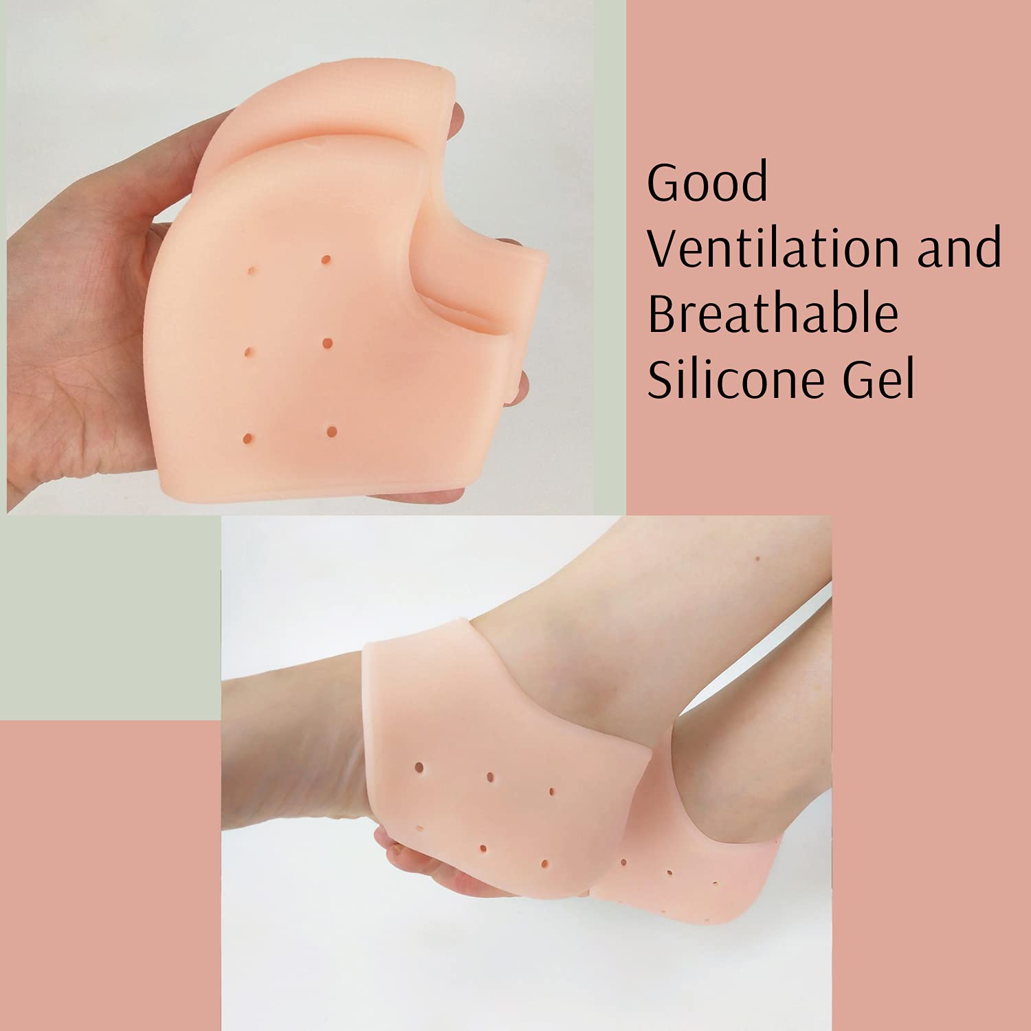 Gel Heel Cups Sleeves for Pain Relief - Silicone Heel Cushion Pads for Dry Cracked Heels, Achilles Tendonitis & Plantar Fasciitis Support - Comfortable Foot Care for Men & Women (1 Pair) - Perfect for Running, Walking & Daily Wear