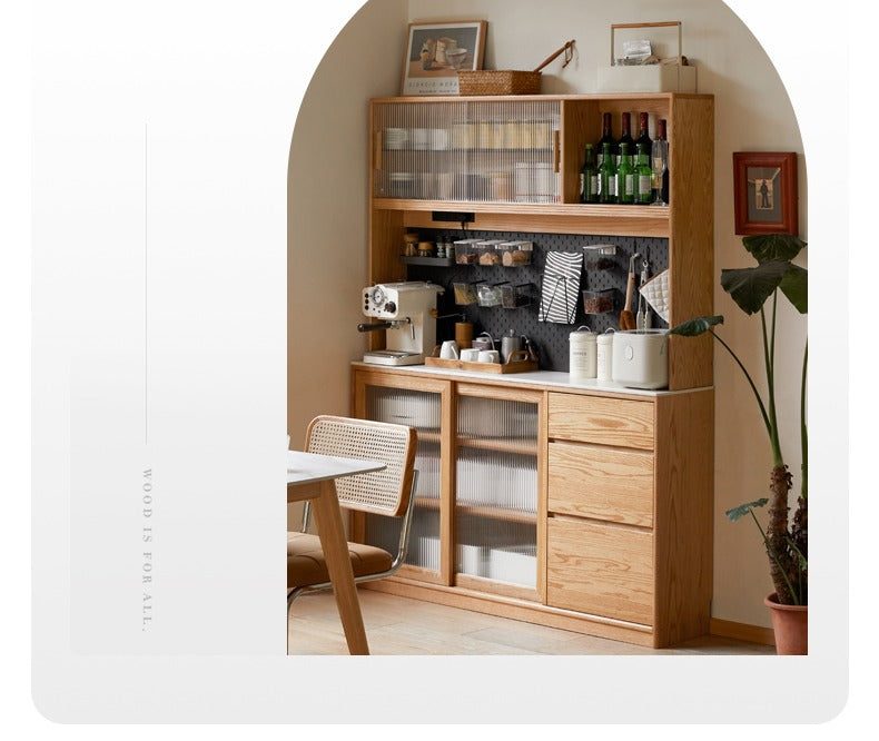 Solid Oak Wood Rock Board - Nordic Style Ultra-Thin Sideboard for Living Room, Bedroom & Dining Room Storage
