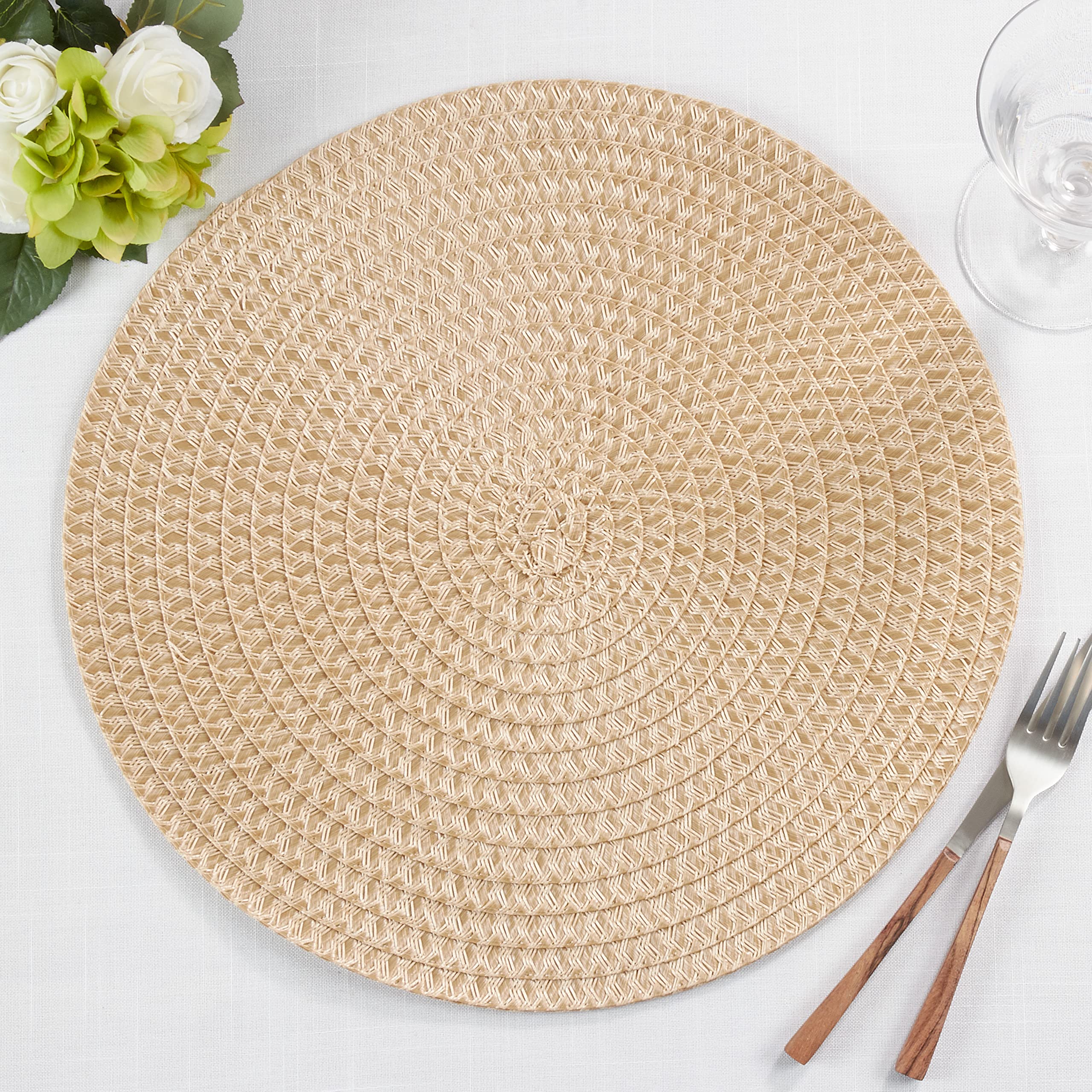 Round Non-Slip Placemats Set of 4 - Stylish Dining Table Mats for Everyday Use, Dinner Parties & Home Decor - Durable & Washable