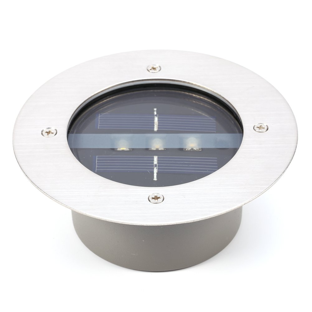 Waterproof Stainless Steel Solar LED In-Ground Lights - Outdoor Landscape Lighting for Garden, Yard, Patio, Deck & Pathway | Weatherproof Solar Powered Buried Lamps for Driveway, Stairs & Step Lighting