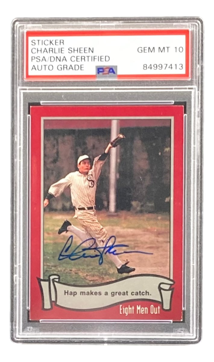Charlie Sheen Autographed 1988 Pacific #41 Eight Men Out Baseball Trading Card - PSA/DNA Certified Gem Mint 10 - Perfect for Sports Memorabilia Collectors & Movie Fans