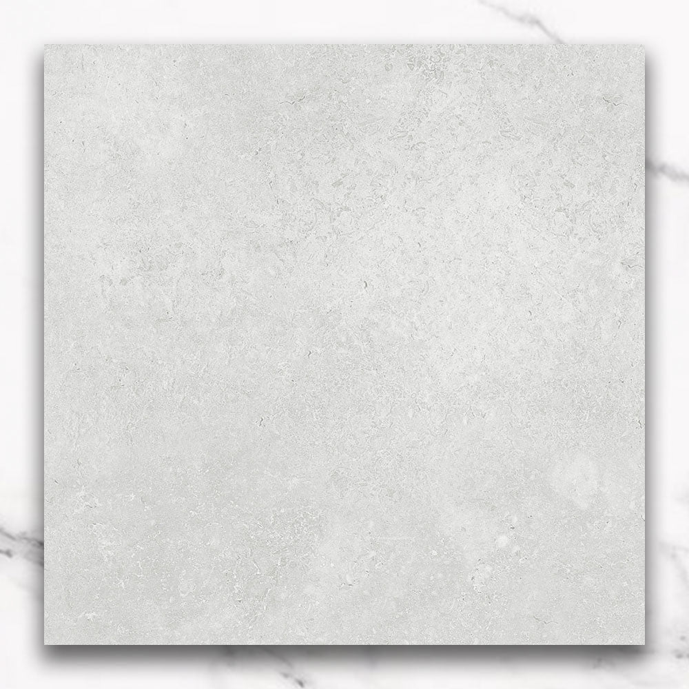 Premium Kronos White 600x600mm Matt Porcelain Tiles - Travertine Look Floor & Wall Tiles for Bathroom, Kitchen & Living Room