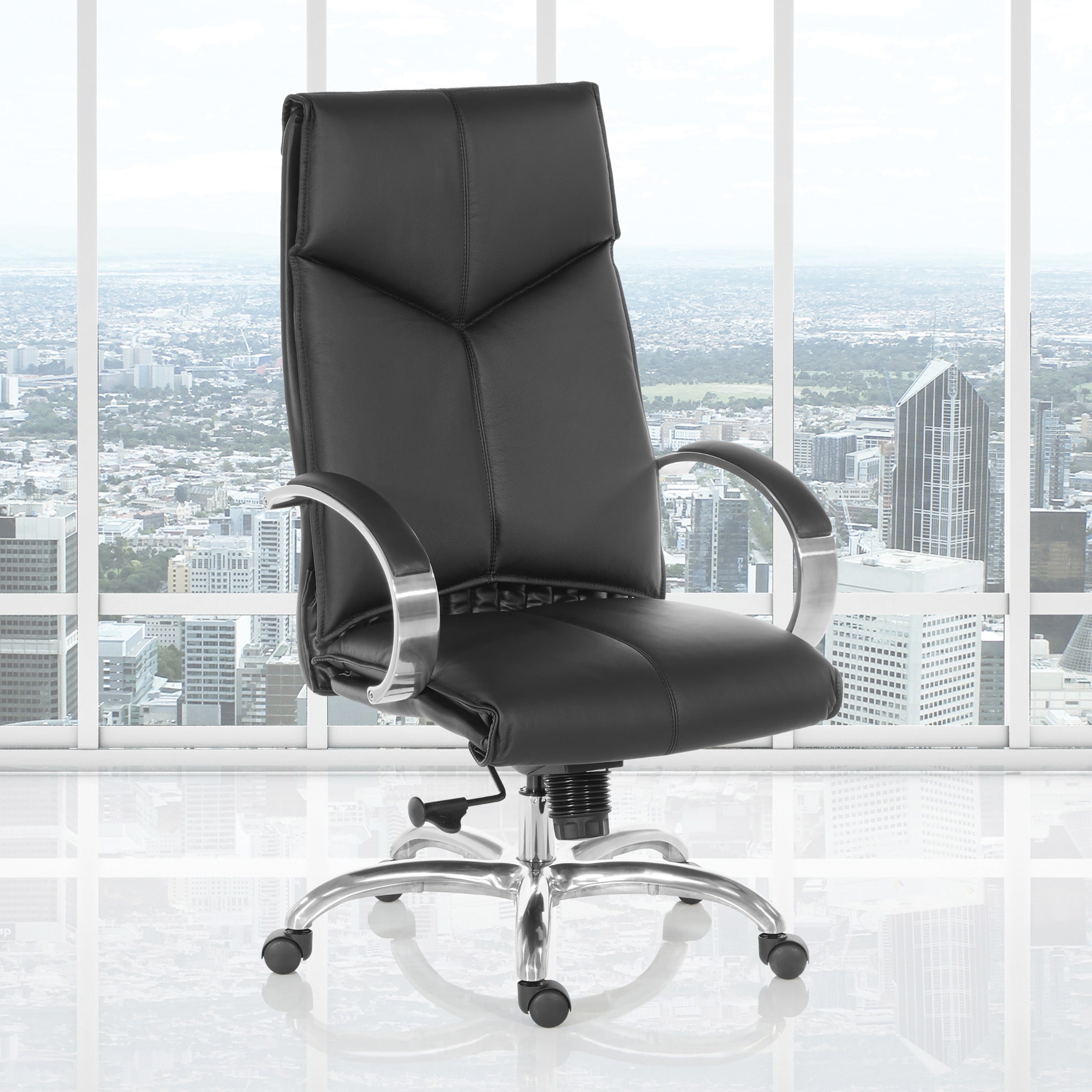 Premium Pro Line II Deluxe Executive Leather Office Chair - Ergonomic High Back Desk Chair with Adjustable Lumbar Support [Model 8200] - Perfect for Home Office, Conference Rooms & Executive Suites