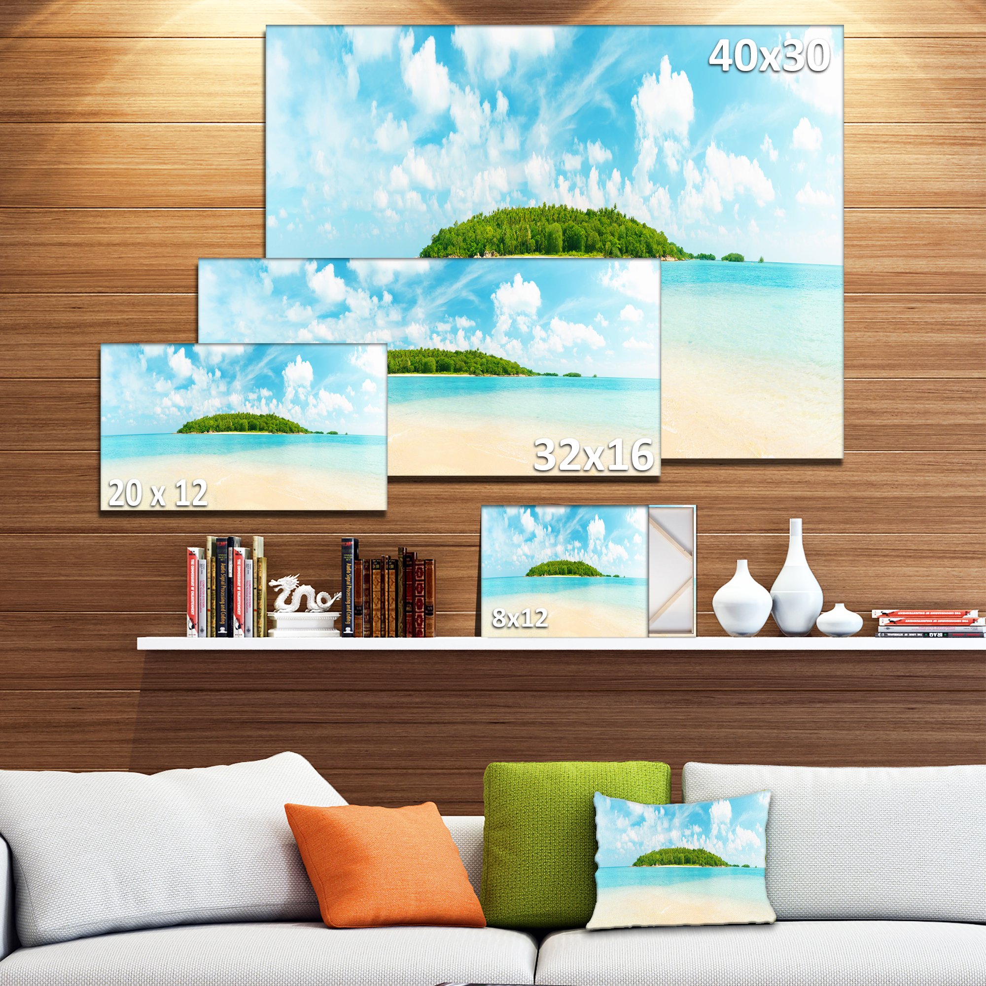 Tropical Island Panorama Large Canvas Wall Art Print - Stunning Beach Sunset Landscape Photography for Living Room, Bedroom & Office Decor