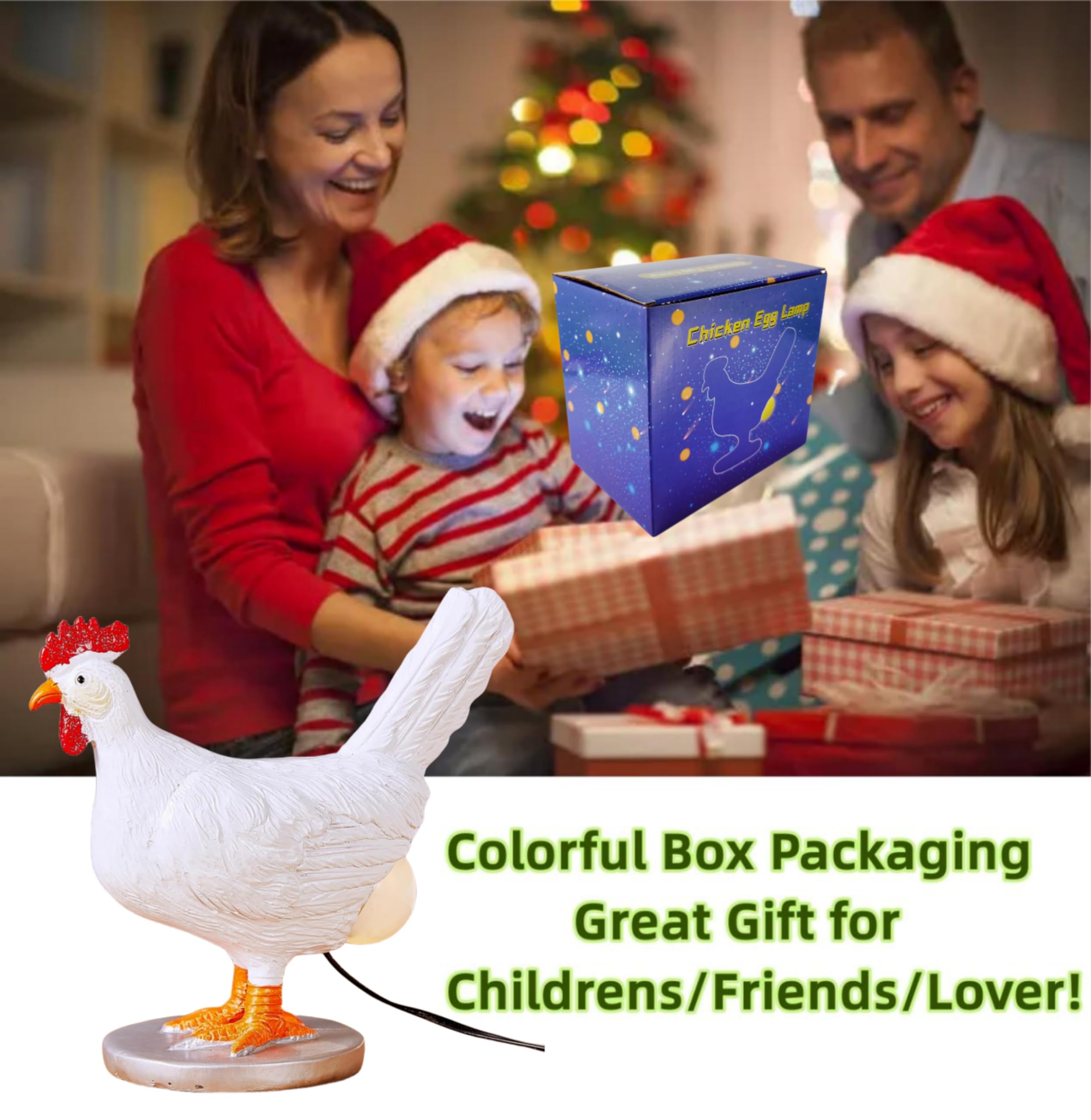 3D Chicken Egg Table Lamp - Lifelike LED Egg Night Light with USB, Resin Decorative Lamp for Bedroom, Nursery, or Farmhouse Decor - Perfect Gift for Poultry Lovers