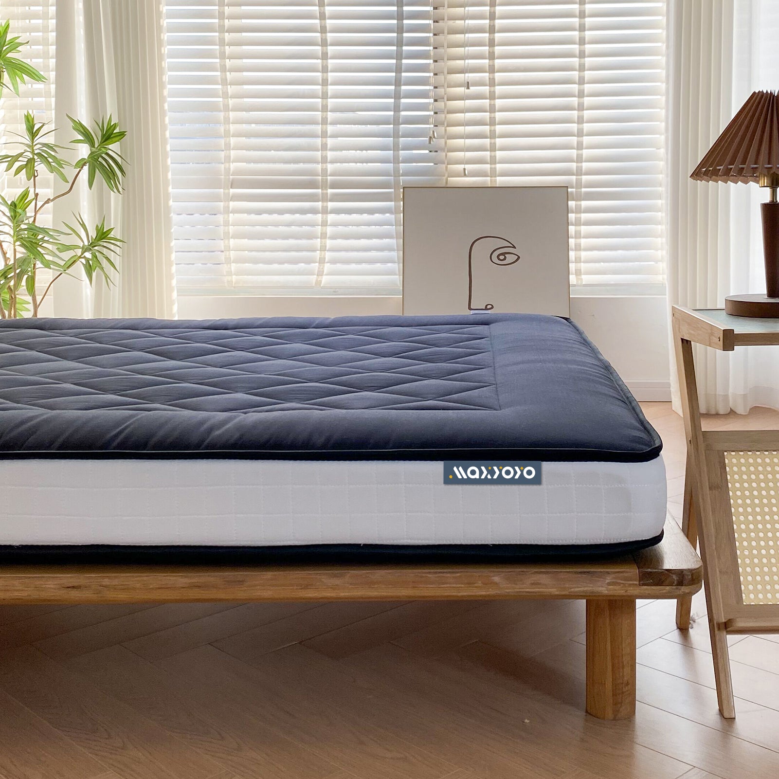 MAXYOYO 6-Inch Extra Thick Japanese Futon Mattress - Premium Diamond Quilted Floor Bed for Bedroom & Guest Room - Black - Perfect for Small Spaces, Studio Apartments & Minimalist Home Decor